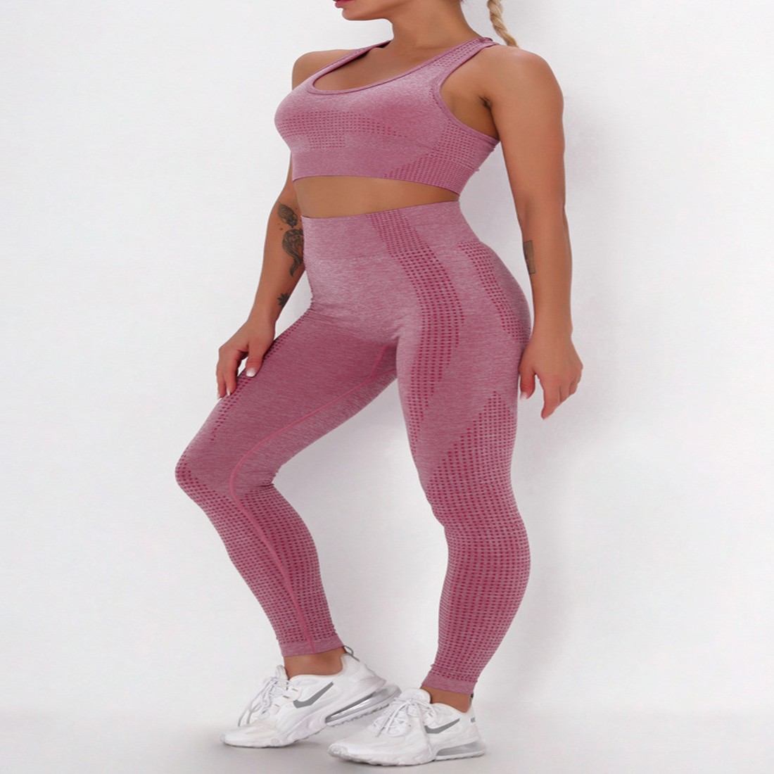Foto 5 pulgar | Conjunto De Pants Y Tops Sin Costuras (seamless)