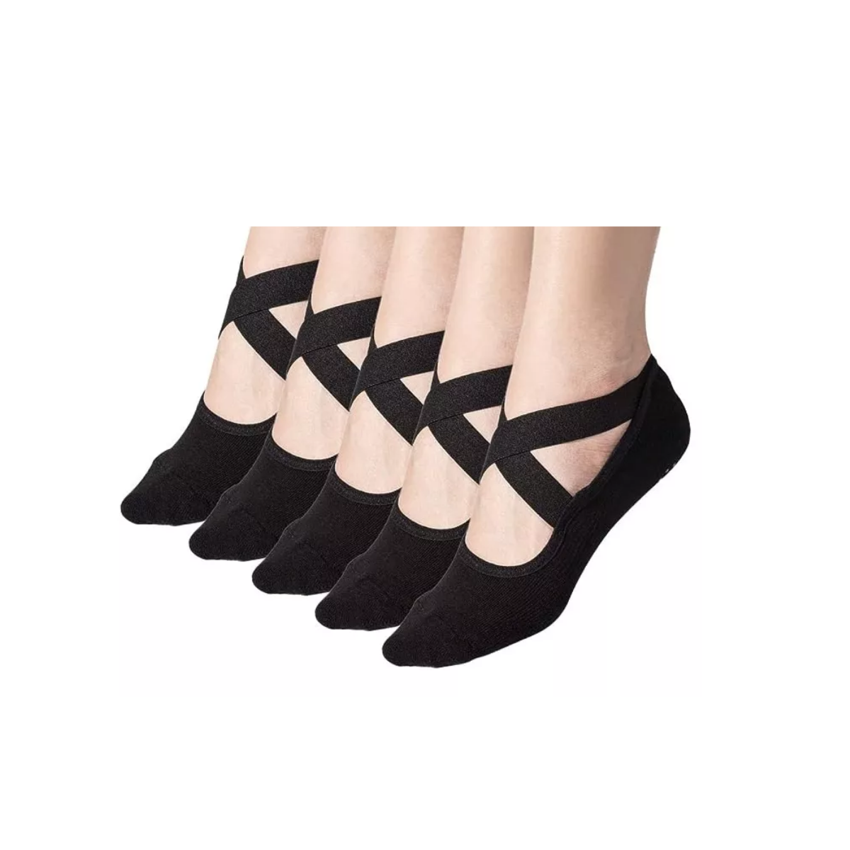 Foto 2 pulgar | Calcetines Antiderrapantes Eo Safe Imports Esi-14675 Negros 5 Pares para Yoga Danza o Pilates