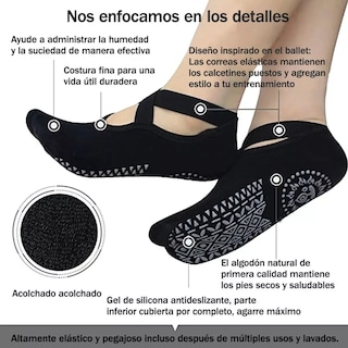 Foto 3 | Calcetines Antiderrapantes Eo Safe Imports Esi-14675 Negros 5 Pares para Yoga Danza o Pilates