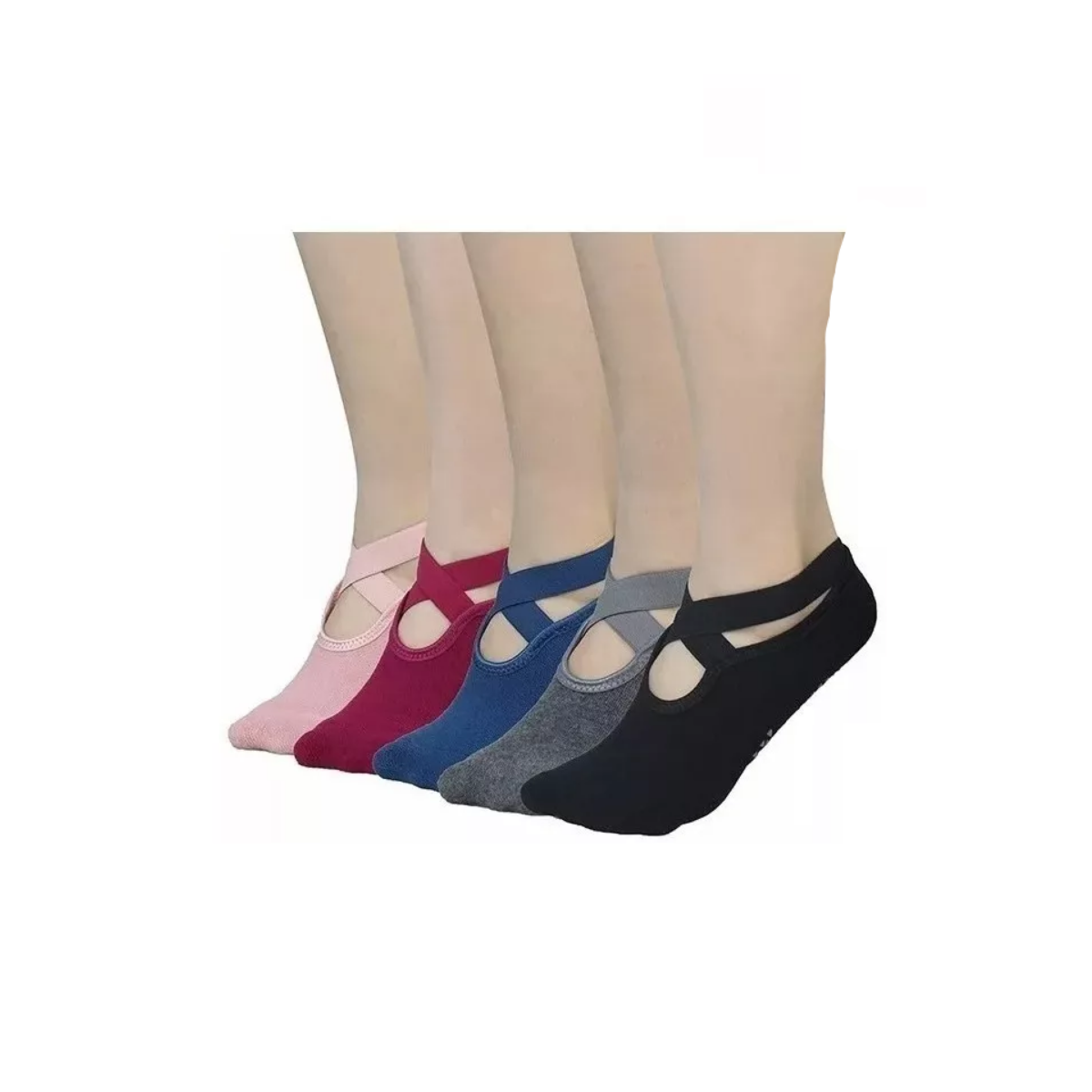 Foto 2 pulgar | Calcetines Antiderrapantes Eo Safe Imports Esi-14676 Multicolor 5 Pares para Yoga Danza o Pilates