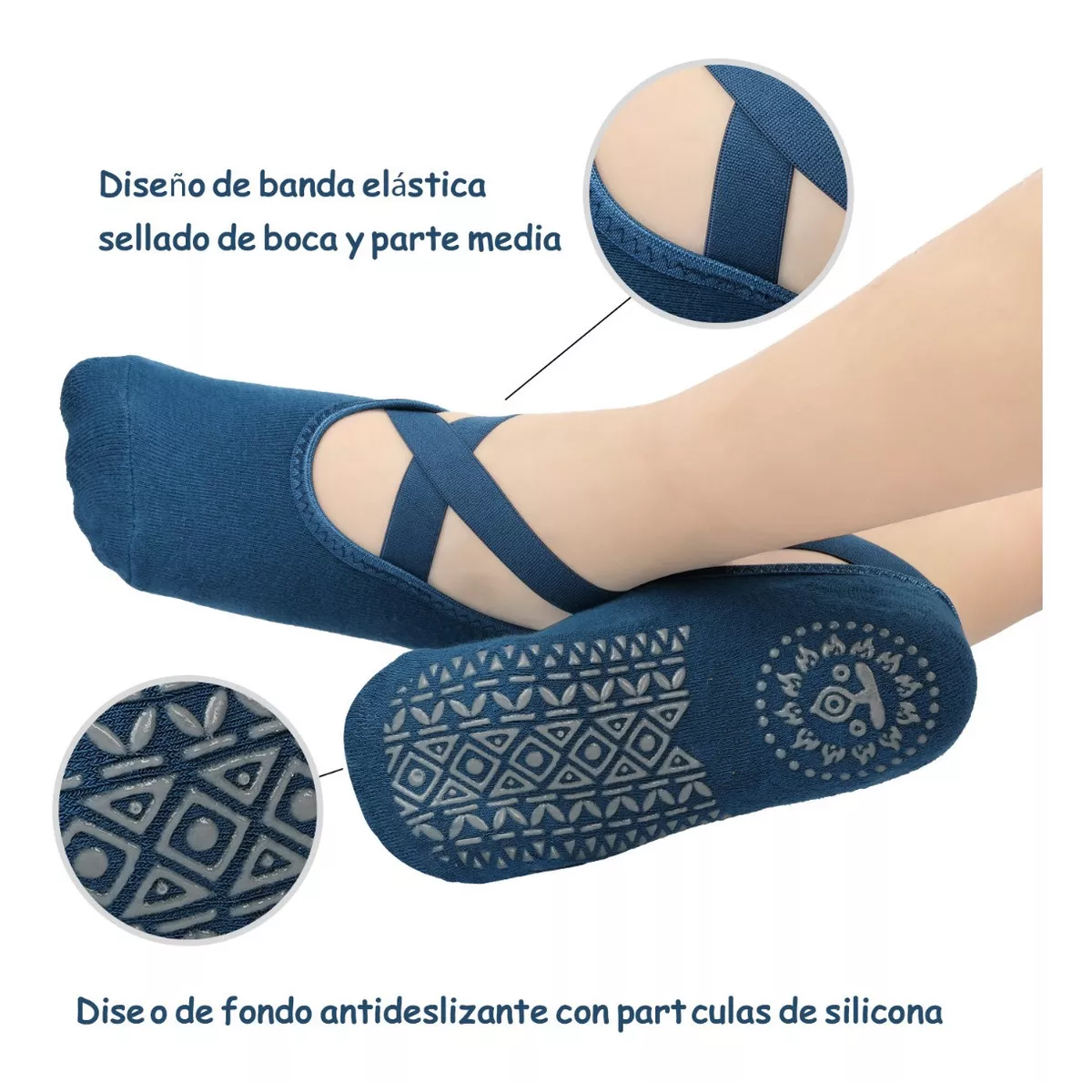 Foto 4 pulgar | Calcetines Antiderrapantes Eo Safe Imports Esi-14676 Multicolor 5 Pares para Yoga Danza o Pilates