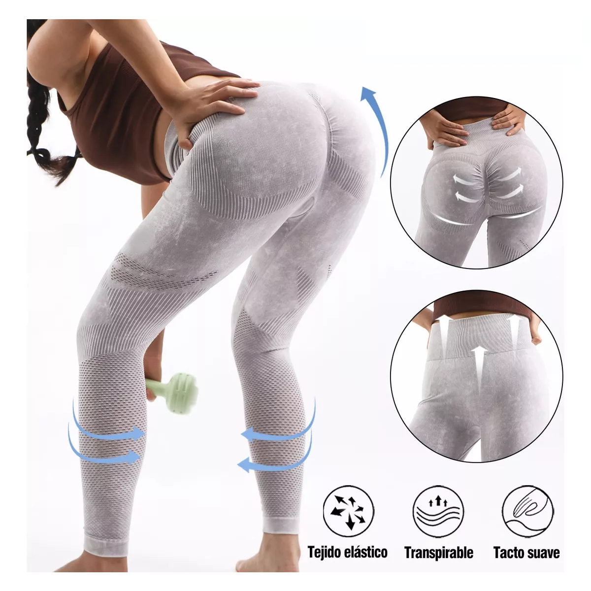 Foto 3 pulgar | Leggins Deportivos Talla L Eo Safe Imports Esi-17089 Blanco