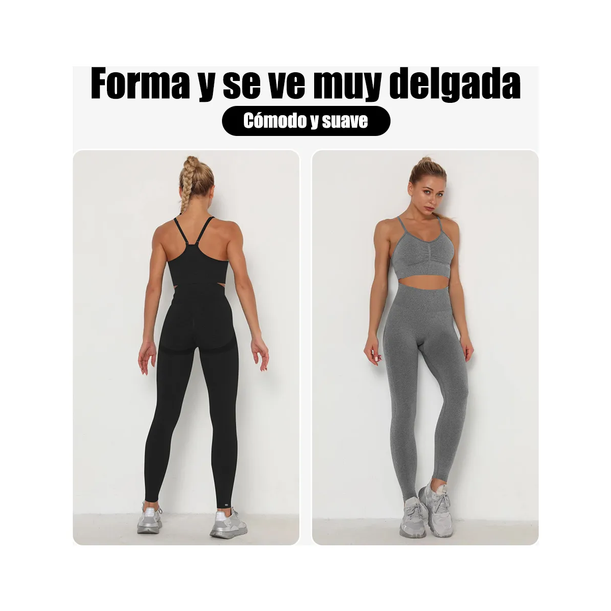 Foto 3 pulgar | Leggins Deportivos Levanta Gluteos  Eo Safe Imports Negro Y Gris Para Mujer 2pzs