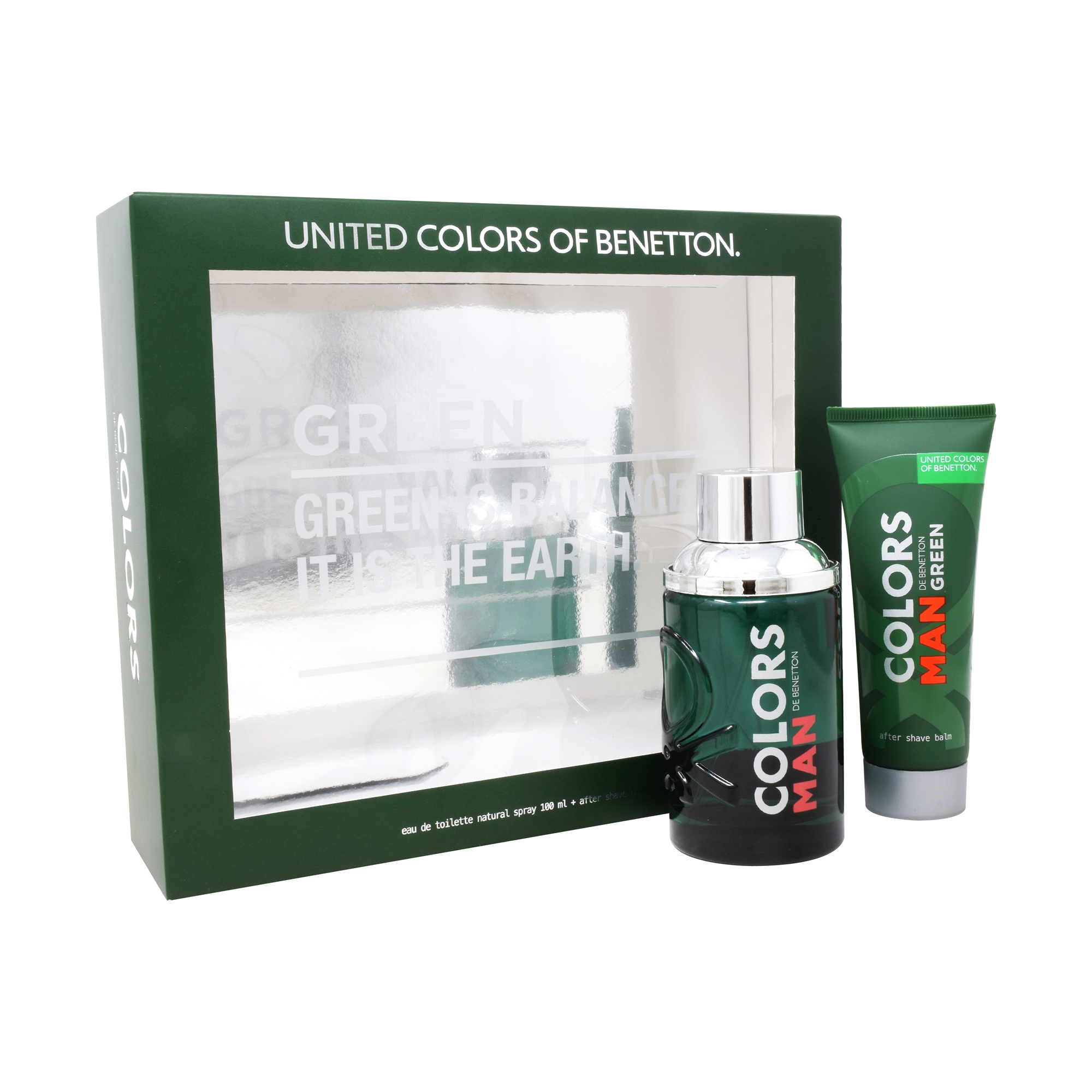 Foto 2 pulgar | Set de 2 Piezas Benetton Colors Green Man 100 ml Edt Spray/After Shave 75 ml para Caballero