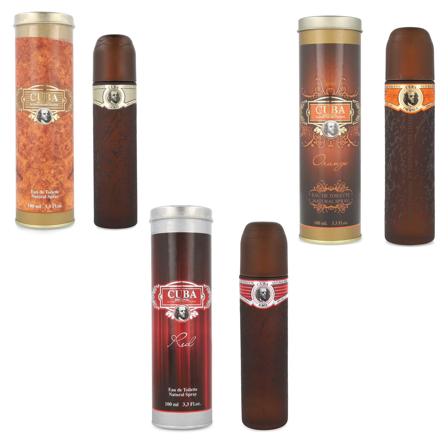 Foto 2 pulgar | Paquete 3 Pz Cuba Red 100ml Edt Spray + Cuba Gold 100ml Edt Spray + Cuba Orange 100ml Edt Spray