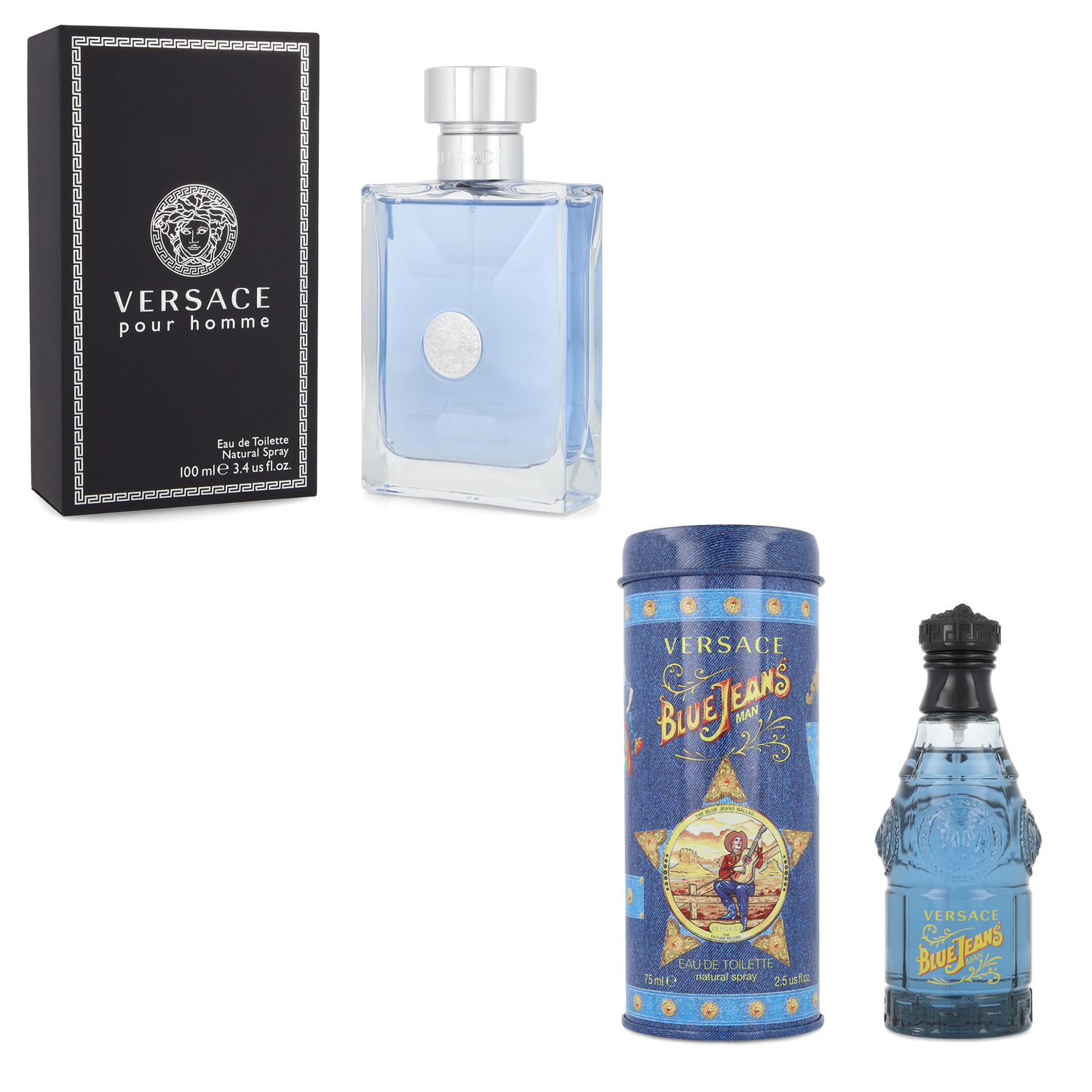 Foto 2 pulgar | Paquete 2 Pz Versace Pour Homme 100ml Edt Spray + Blue Jeans 75ml Edt Spray