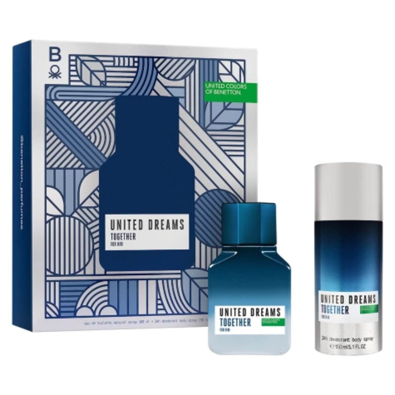 Set Benetton United Dreams Together For Him 2 PZAS 100 ML Edt Spray / Desodorante 150 ML Spray