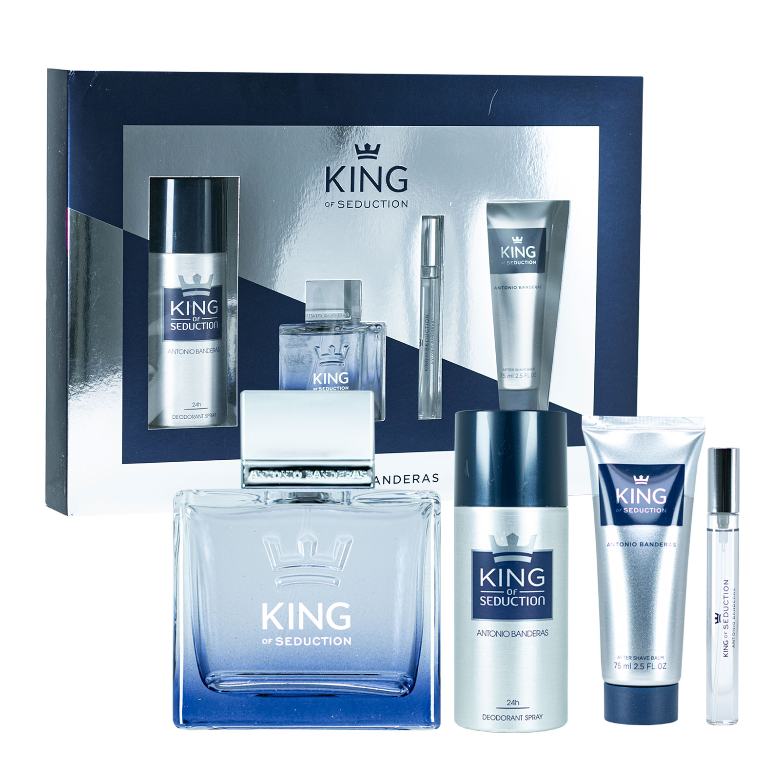 Foto 2 pulgar | Set King Of Seduction Edt 100ml + Desodorante + After Shave + Perfumero