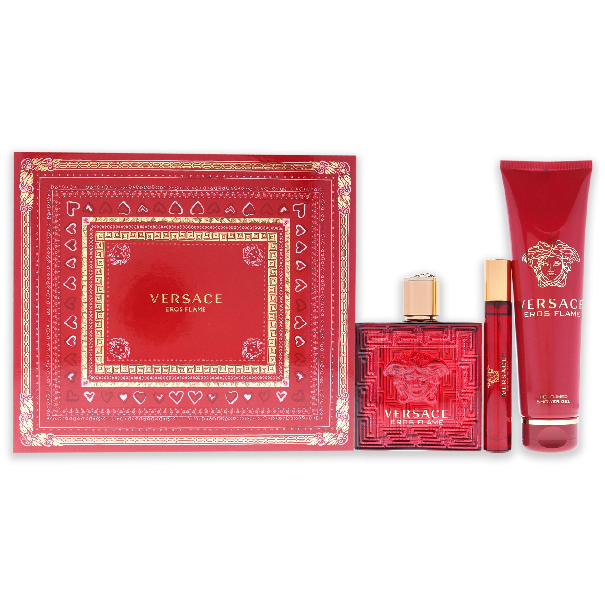 Set de Perfume Versace Eros Flame 3 Piezas para Hombre-Venta Internacional $3,525