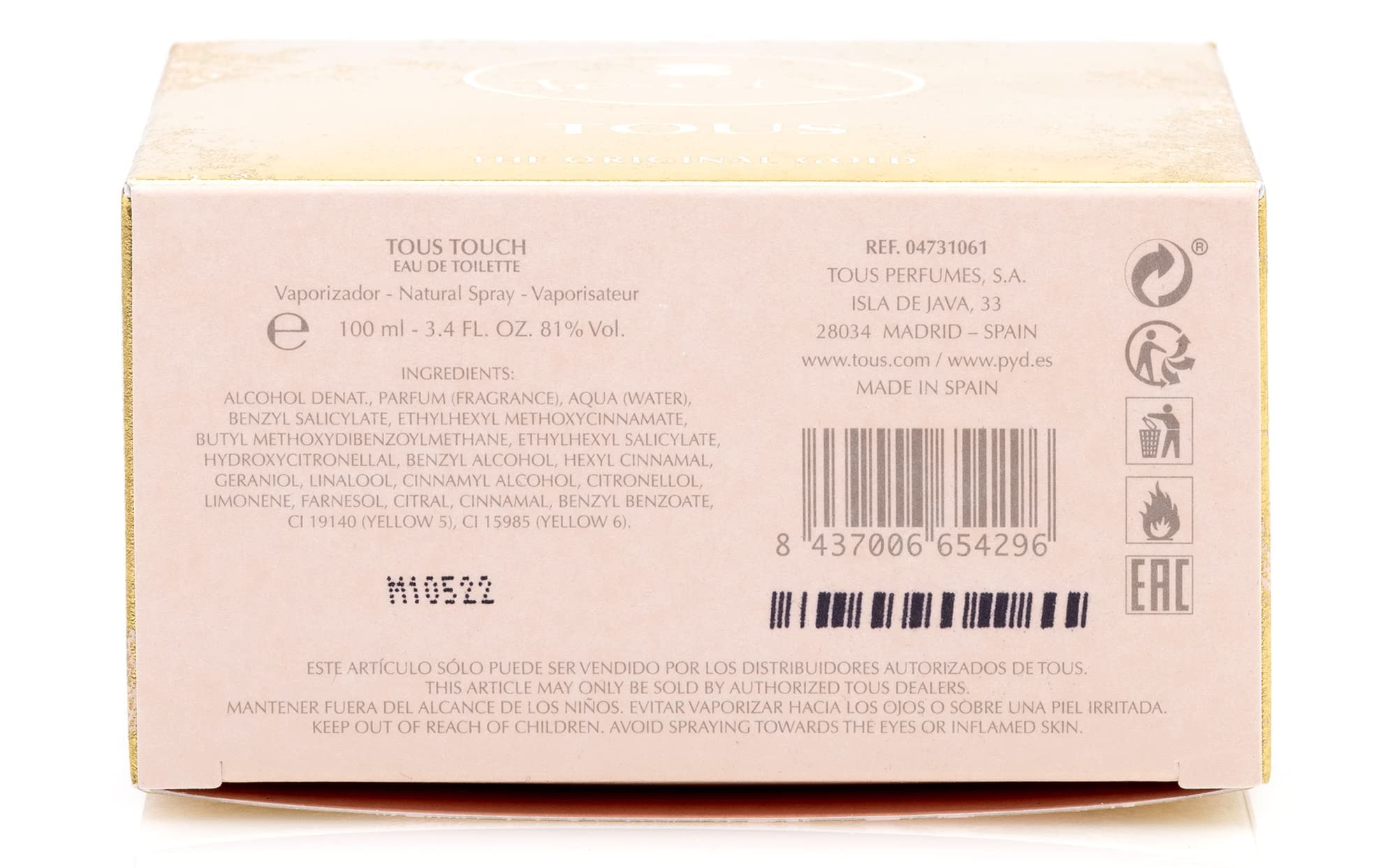 Foto 6 pulgar | Perfume Tous Tous Touch Eau De Toilette En Aerosol 100 Ml - Venta Internacional