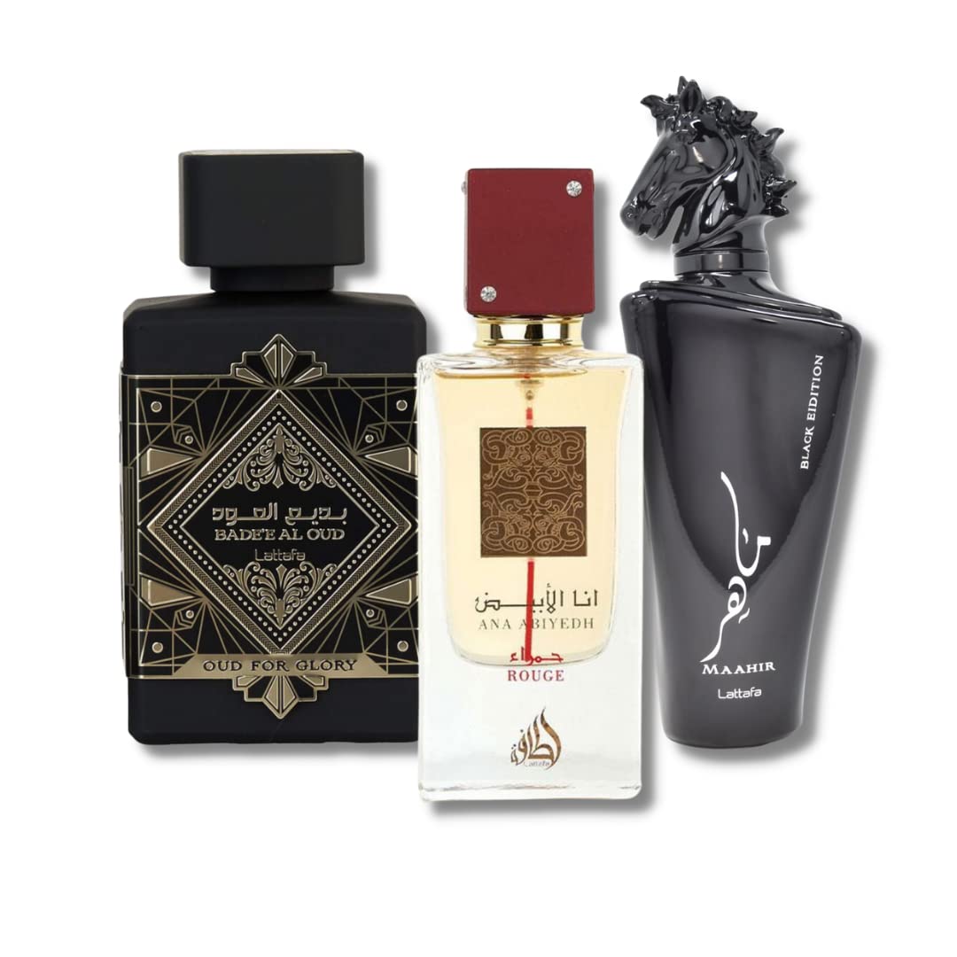 Set De 3 Piezas De Perfume Lattafa Fakhar Unisex (100 Ml) Bade'e Al Oud - Venta Internacional.