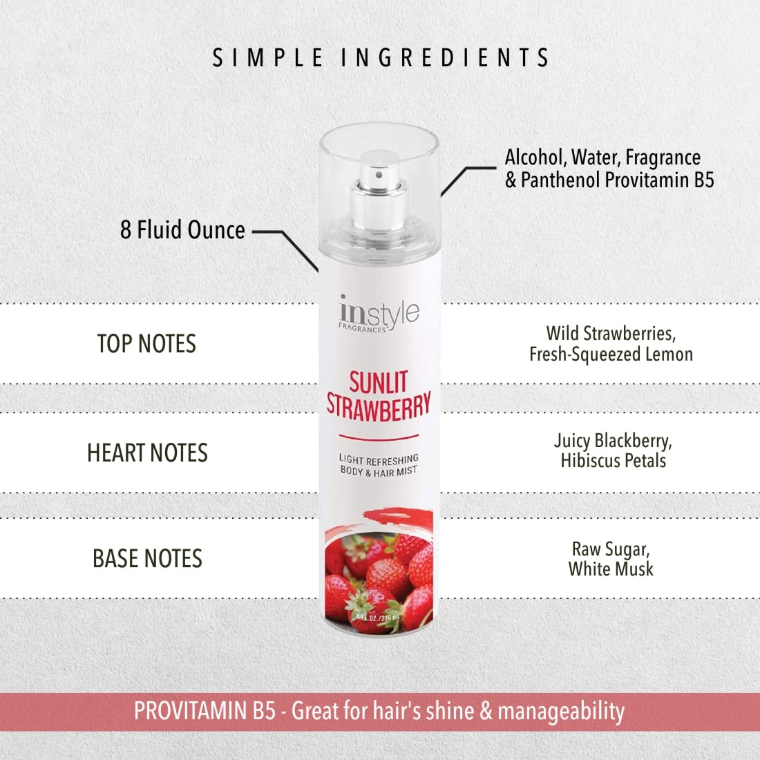 Foto 7 pulgar | Bruma Corporal y Capilar Instyle Fragrances Sunlit Strawberry 240 ml - Venta Internacional