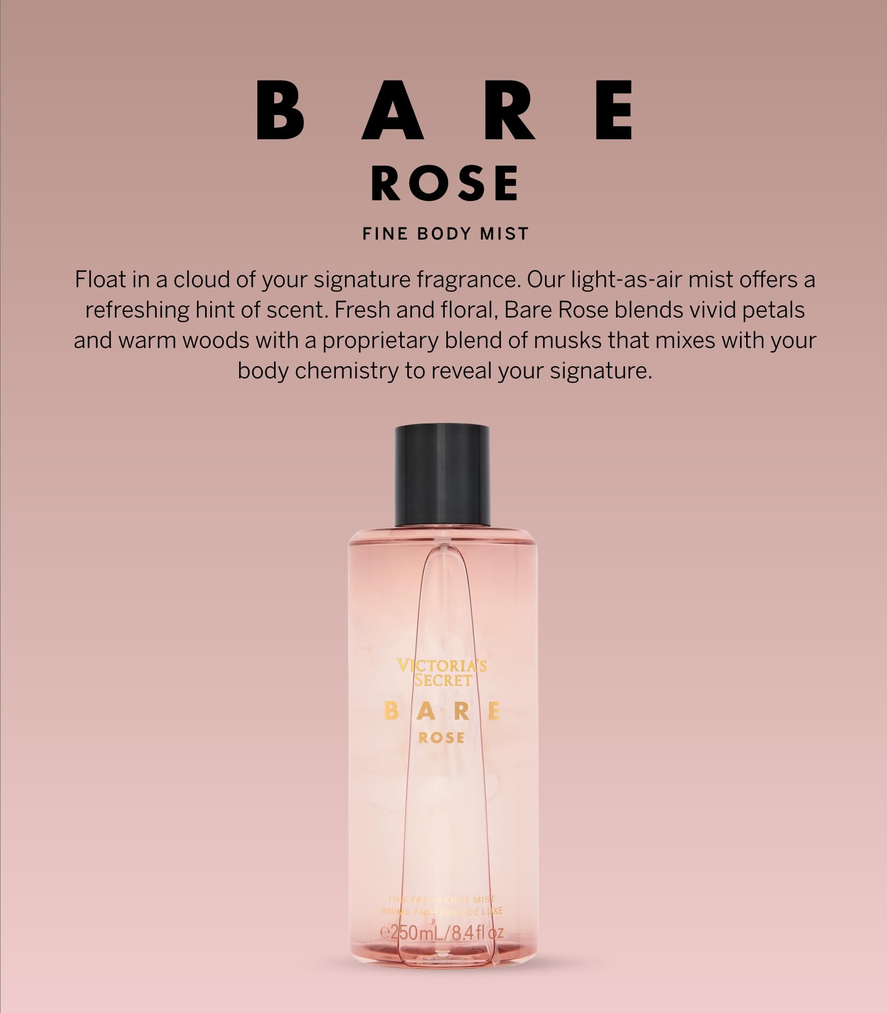 Foto 3 pulgar | Bruma Corporal Victoria's Secret Bare Rose Fine Para Mujer 250 Ml - Venta Internacional