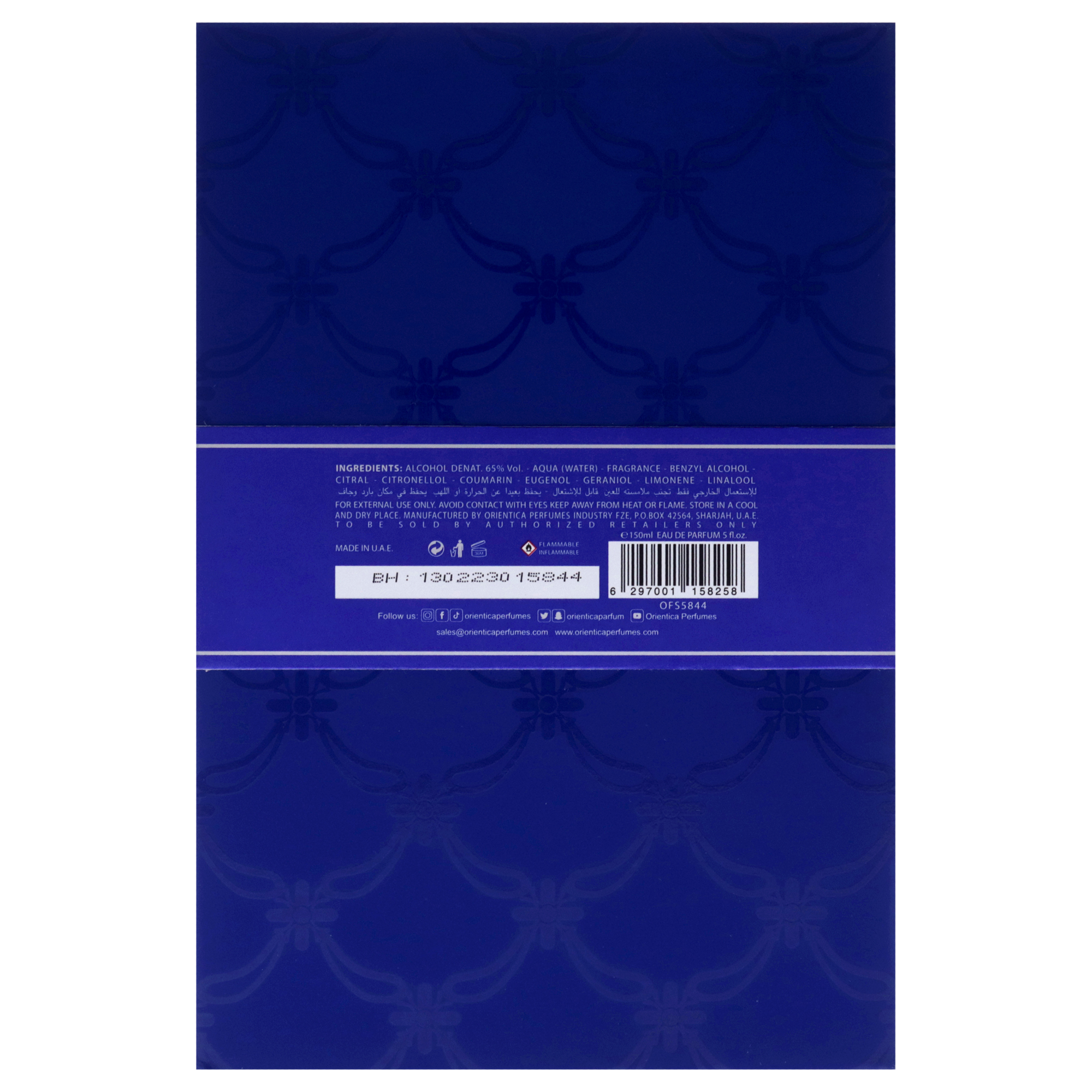 Foto 8 pulgar | Perfume Orientica Royal Bleu Luxury Collection 150 Ml Unisex - Venta Internacional
