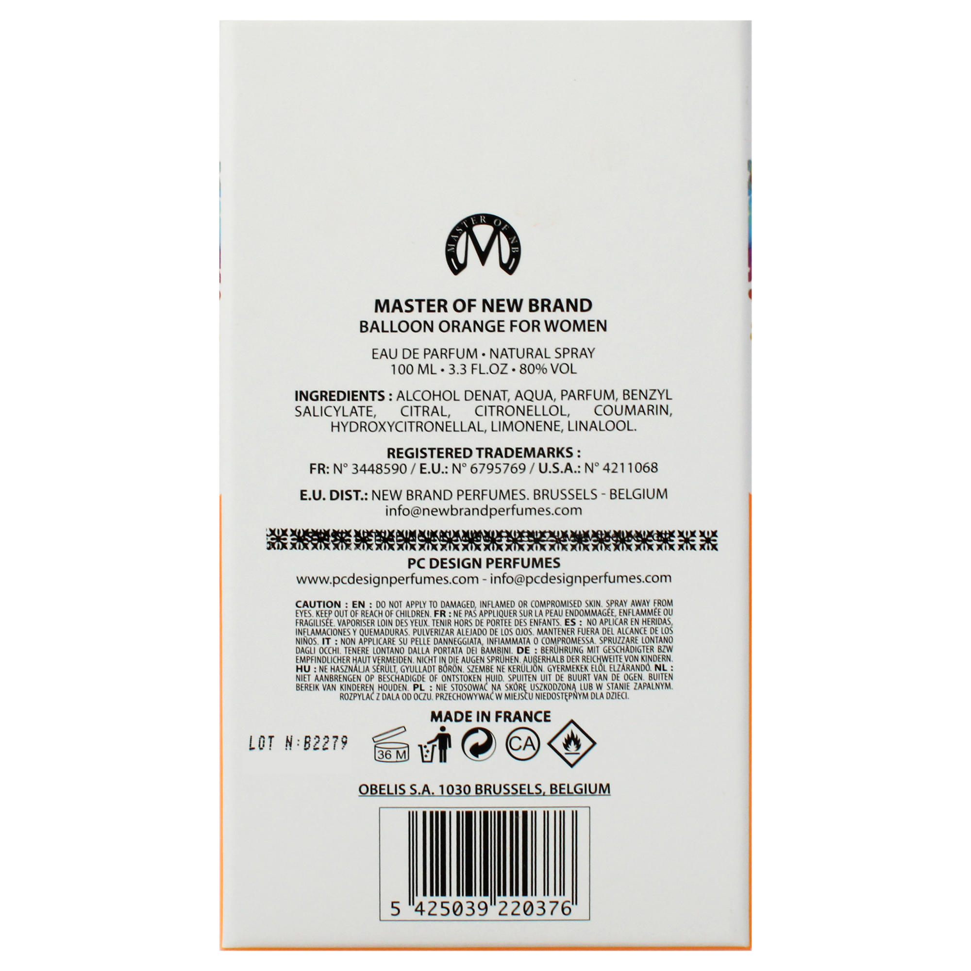 Foto 8 pulgar | Perfume Master Of Orange New Brand Eau De Parfum 100 ml para Mujer - Venta Internacional