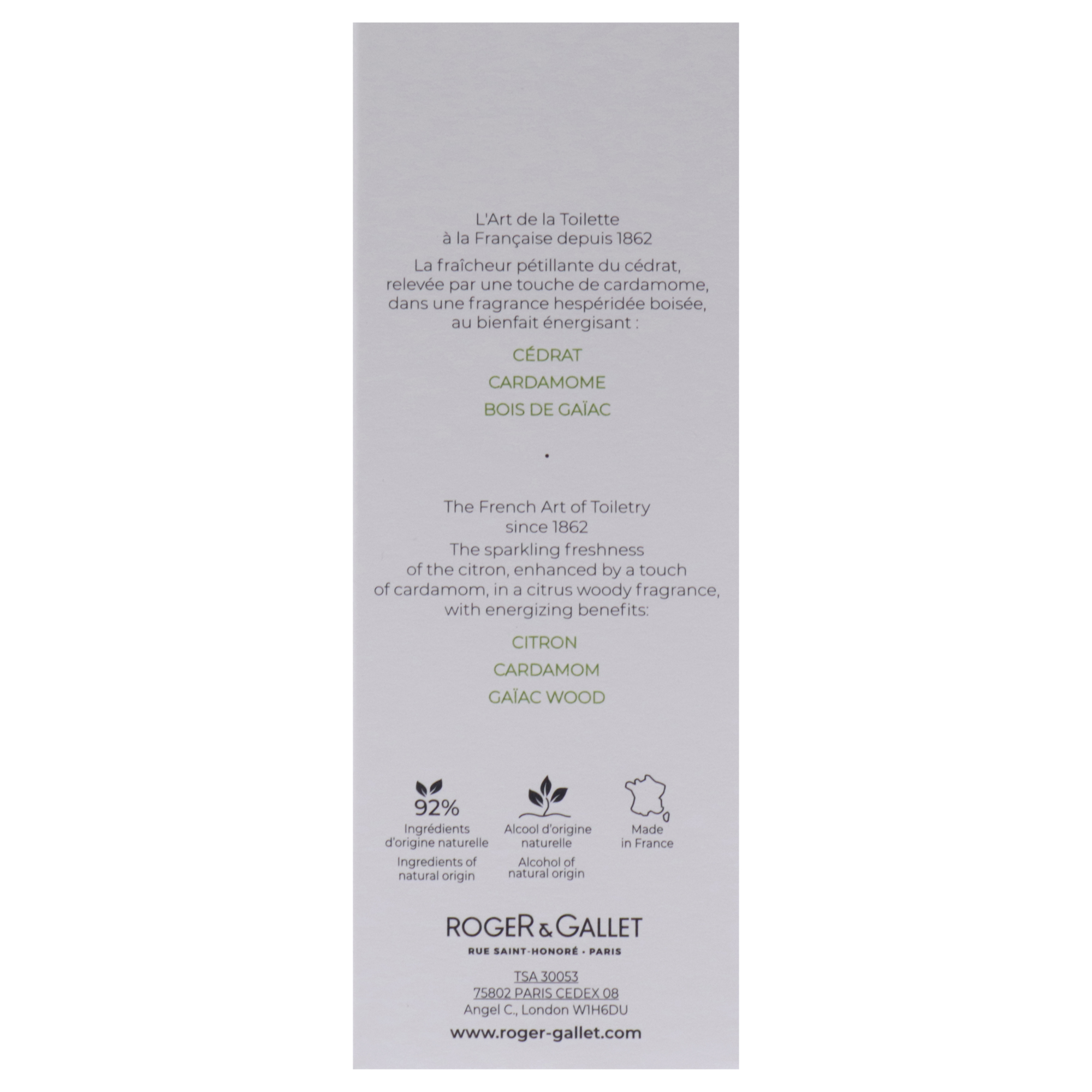 Foto 7 pulgar | Fragancia Aromática cítrica Roger & Gallet Cedrat 100 Ml - Venta Internacional