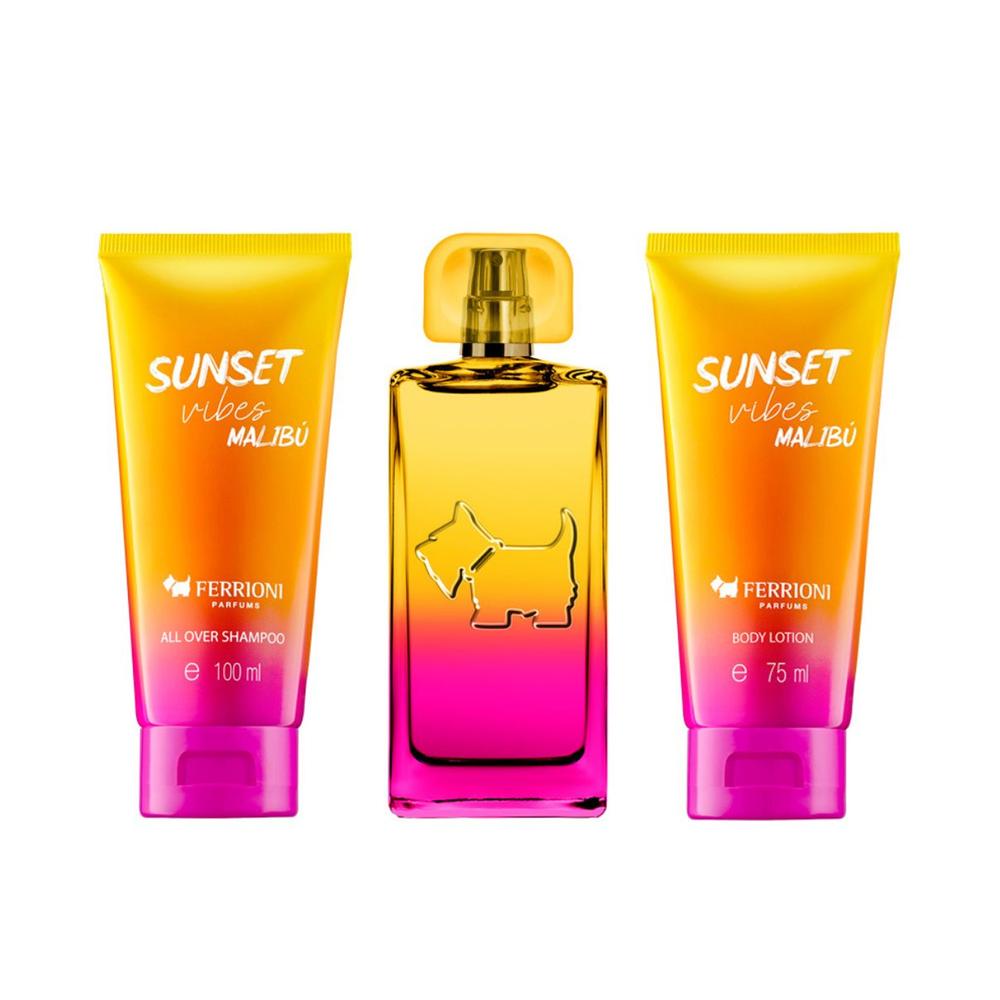 Foto 2 pulgar | Set Ferrioni Sunset Vibes Malibú Edt 3 Piezas