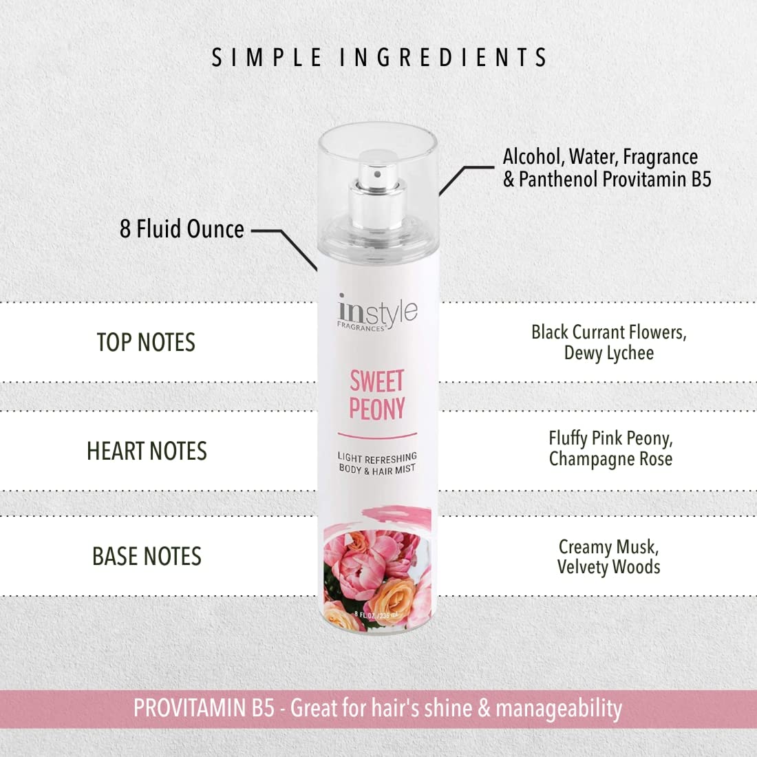 Foto 8 pulgar | Bruma Corporal Instyle Fragrances Sweet Peony de 236 ml para Mujer-Venta Internacional