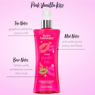 Foto 2 | Perfume Corporal Body Fantasies Pink Vanilla Kiss 236 Ml - Venta Internacional.