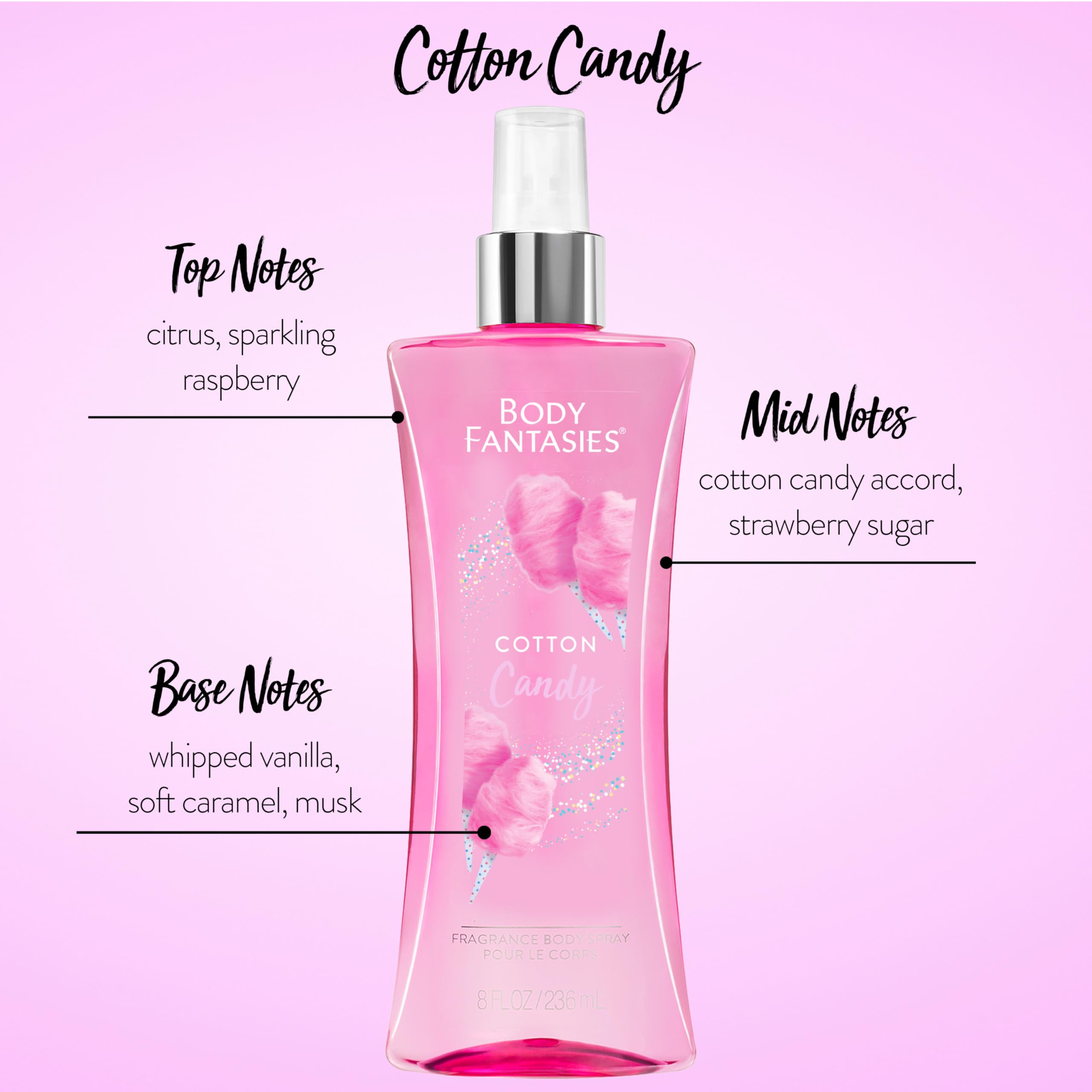 Foto 3 pulgar | Spray Corporal Body Fantasies Signature Cotton Candy 240 Ml - Venta Internacional.