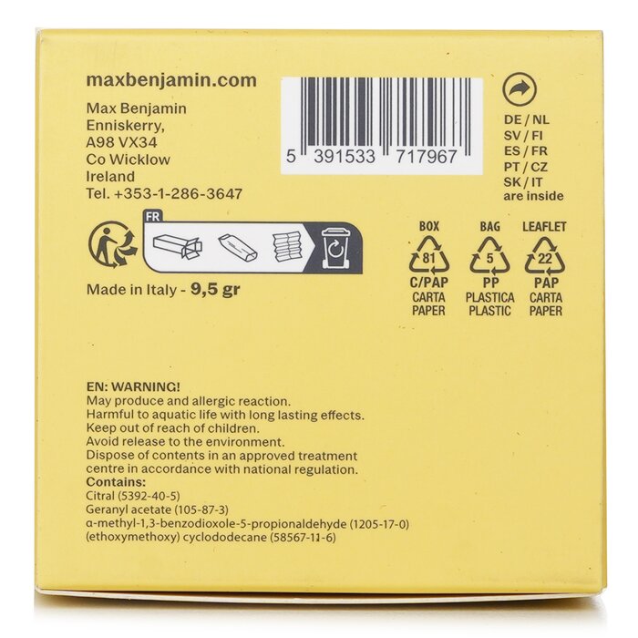 Foto 3 pulgar | Fragancia Para Coche Max Benjamin Grapefruit Shores Con Dispensador - Venta Internacional.