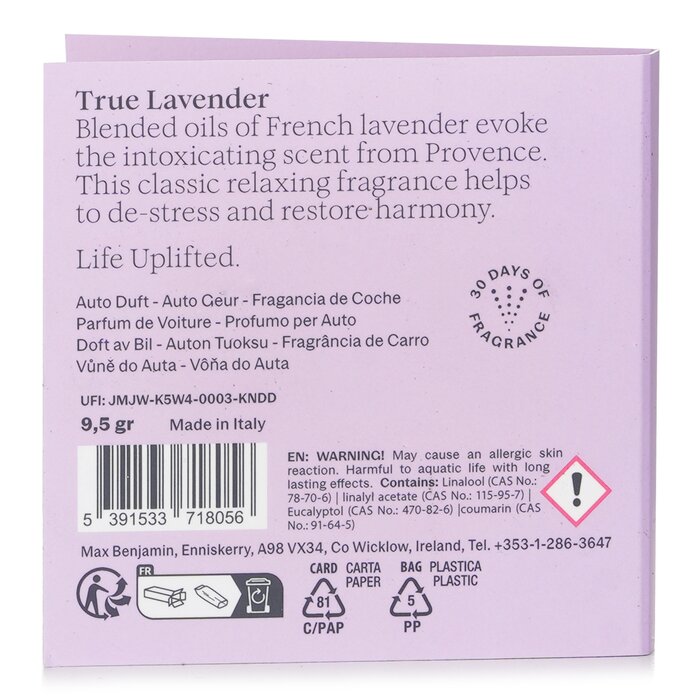 Foto 3 pulgar | Recarga De Fragancia Para Coche Max Benjamin True Lavender - Venta Internacional.