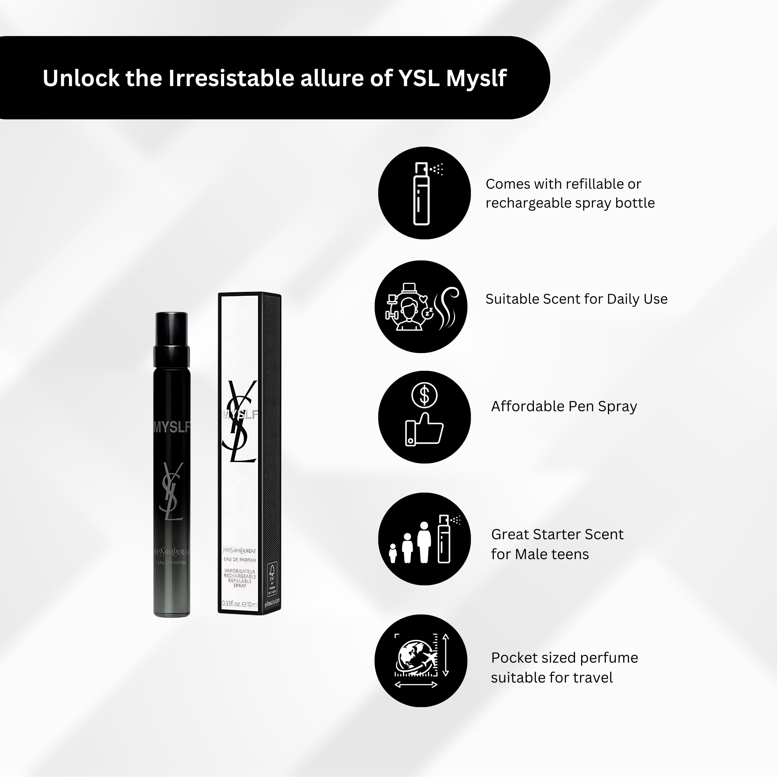 Foto 3 pulgar | Perfume Yves Saint Laurent Myslf Eau De Parfum Travel, 10 Ml - Venta Internacional.