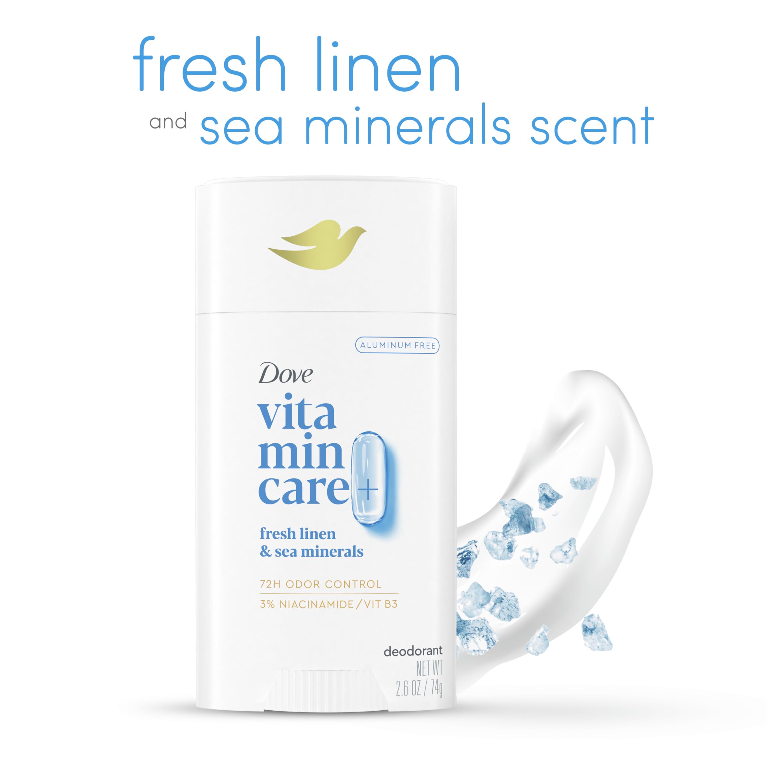 Foto 3 pulgar | Desodorante en Barra Dove Vitamincare+ Fresh Linen & Sea Mineral 2.6 oz sin Aluminio - Venta Internacional