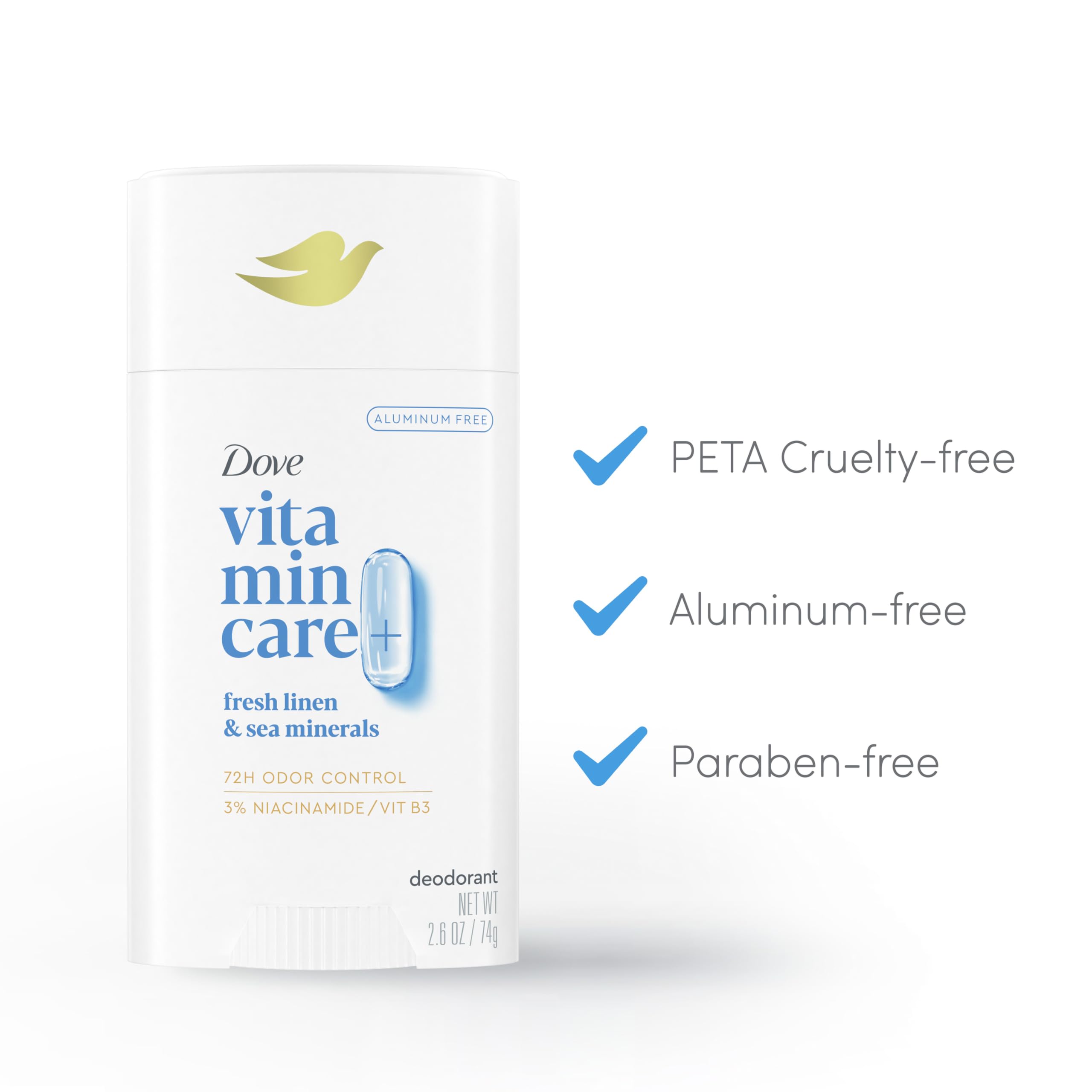 Foto 4 pulgar | Desodorante en Barra Dove Vitamincare+ Fresh Linen & Sea Mineral 2.6 oz sin Aluminio - Venta Internacional