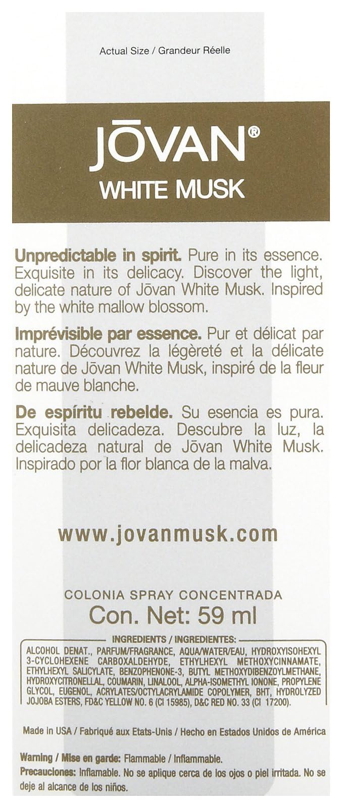 Foto 4 pulgar | Perfume Jovan White Musk Eau De Cologne 60 ml para Mujer - Venta Internacional