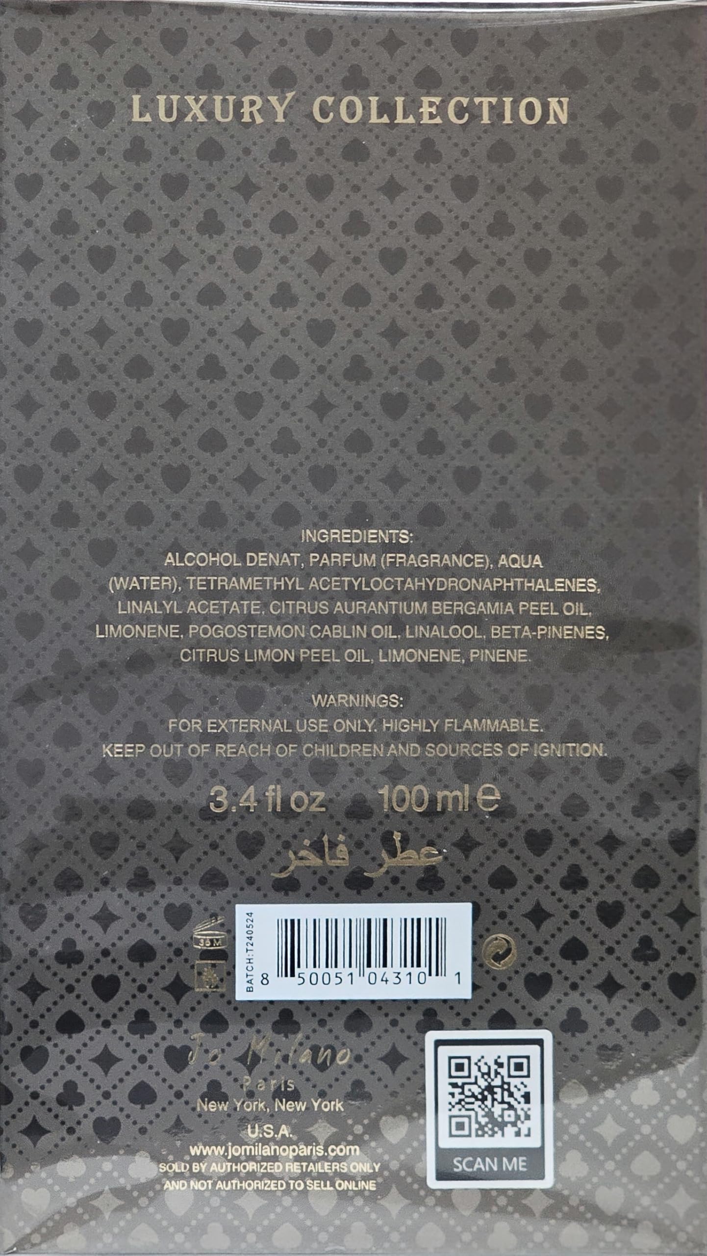 Foto 3 pulgar | Perfume Jo Milano Game Of Spades High Roller Paris, 100 Ml - Venta Internacional.