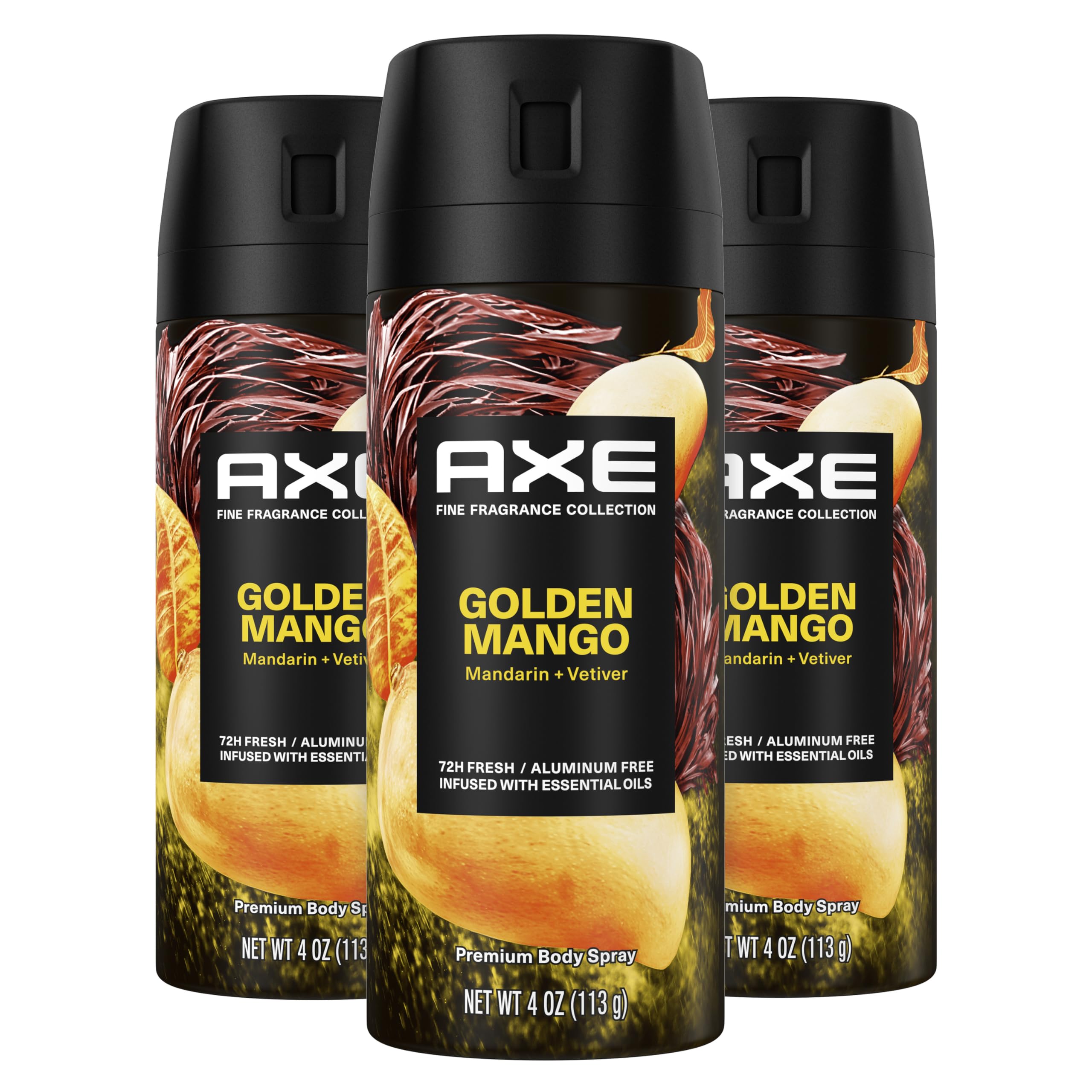 Desodorante Corporal en Aerosol Axe Fine Fragrance Golden Mango 120 ml 3 Piezas - Venta Internacional