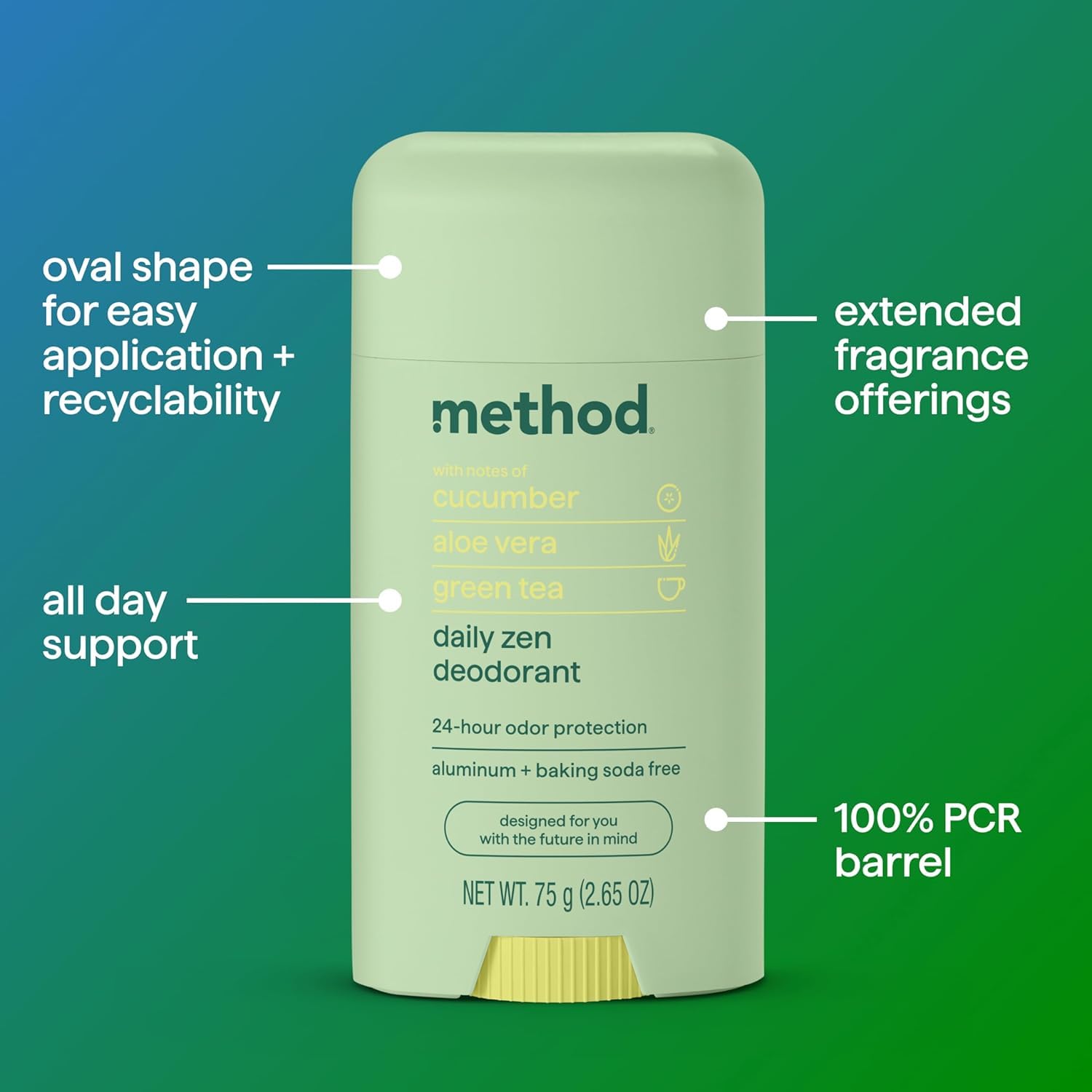Foto 4 pulgar | Deodorant Method Daily Zen, Pepino Y Algas, Té Verde, 75 Ml - Venta Internacional.