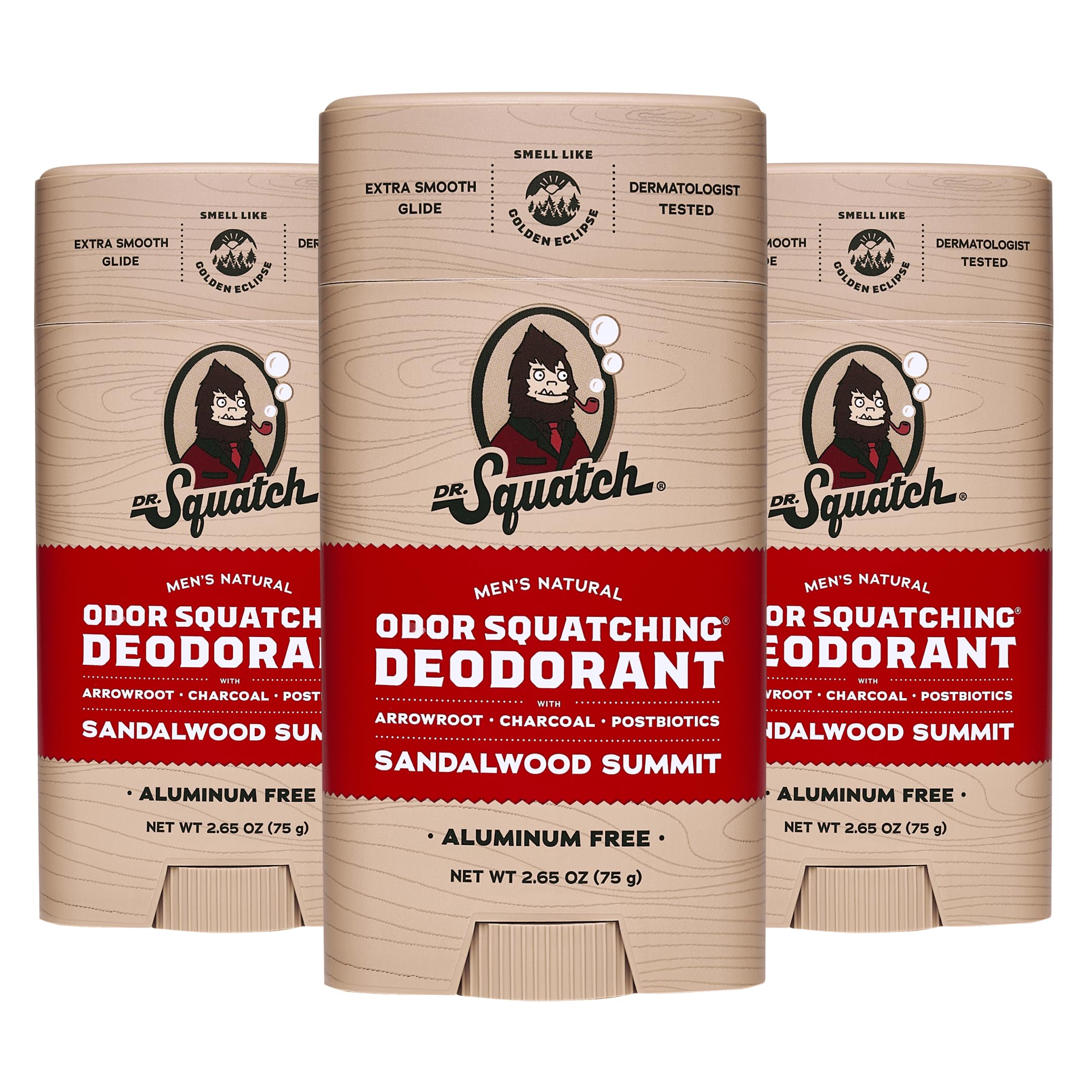 Desodorante Dr. Squatch Natural Sandalwood Summit, 78 Ml, Para Hombre, Paquete De 3 - Venta Internacional.