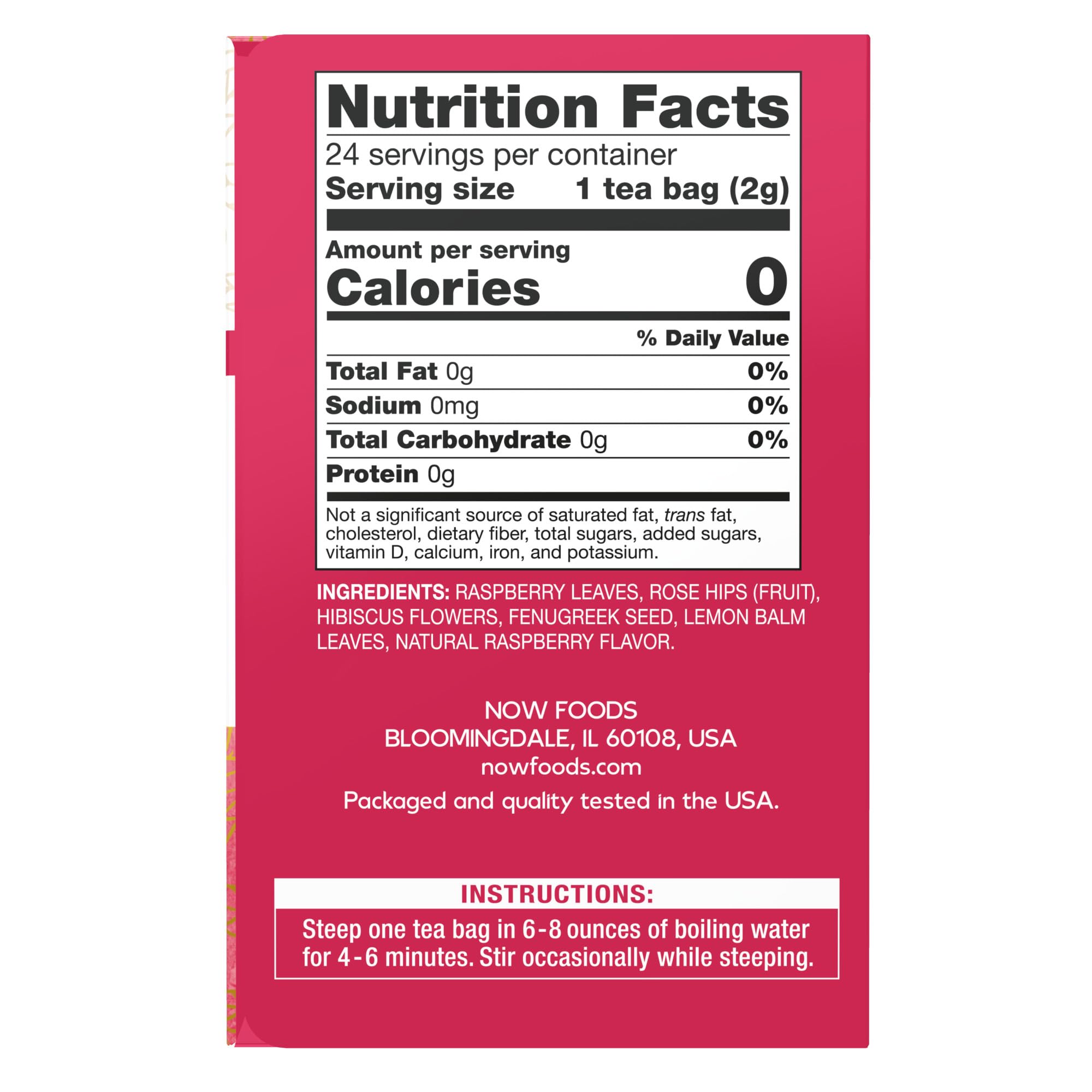 Foto 3 pulgar | Righteous Raspberry De Tea Now Foods Para Mujer, 24 Unidades - Venta Internacional.