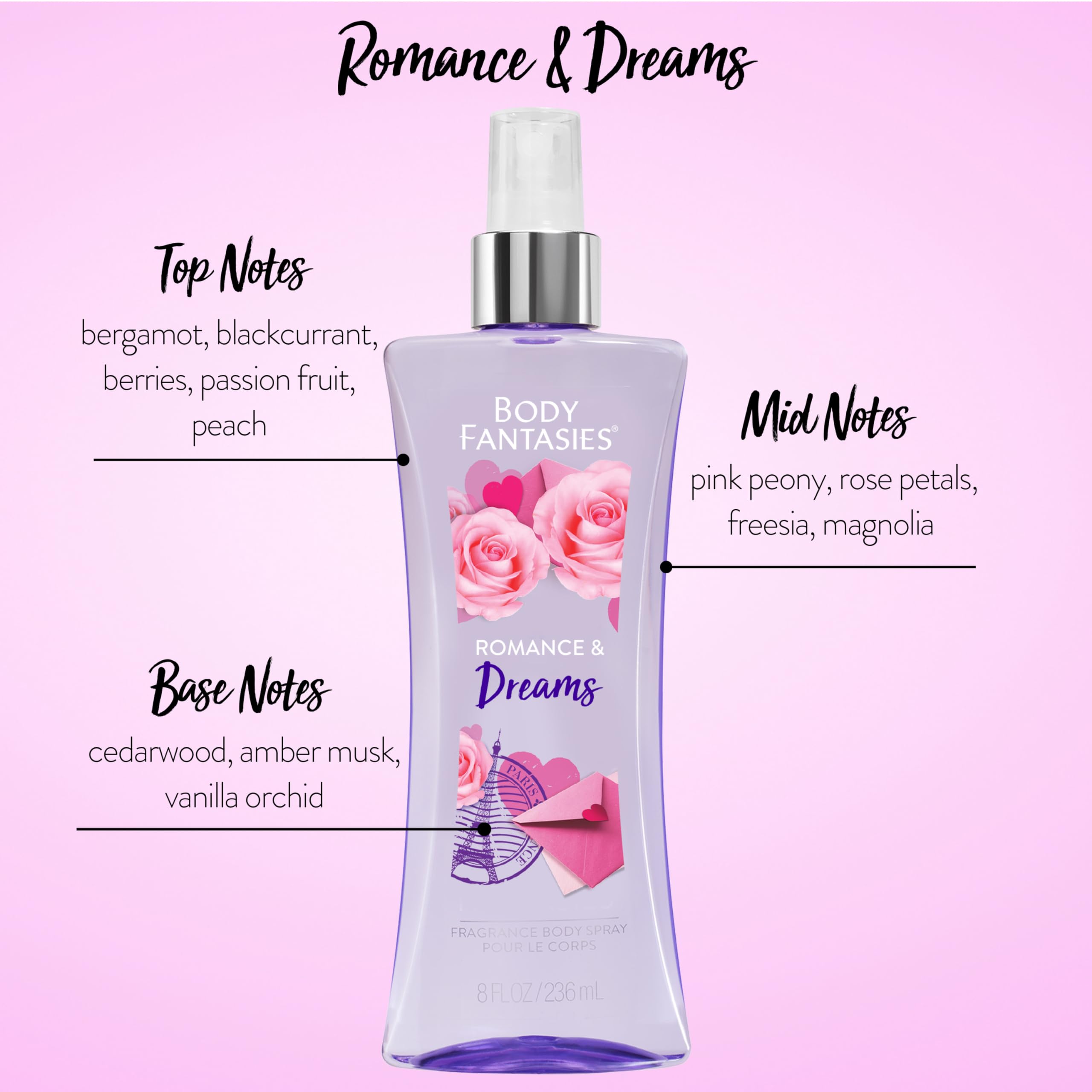 Foto 3 pulgar | Perfume Corporal Body Fantasies Romance And Dreams, 240 Ml - Venta Internacional.