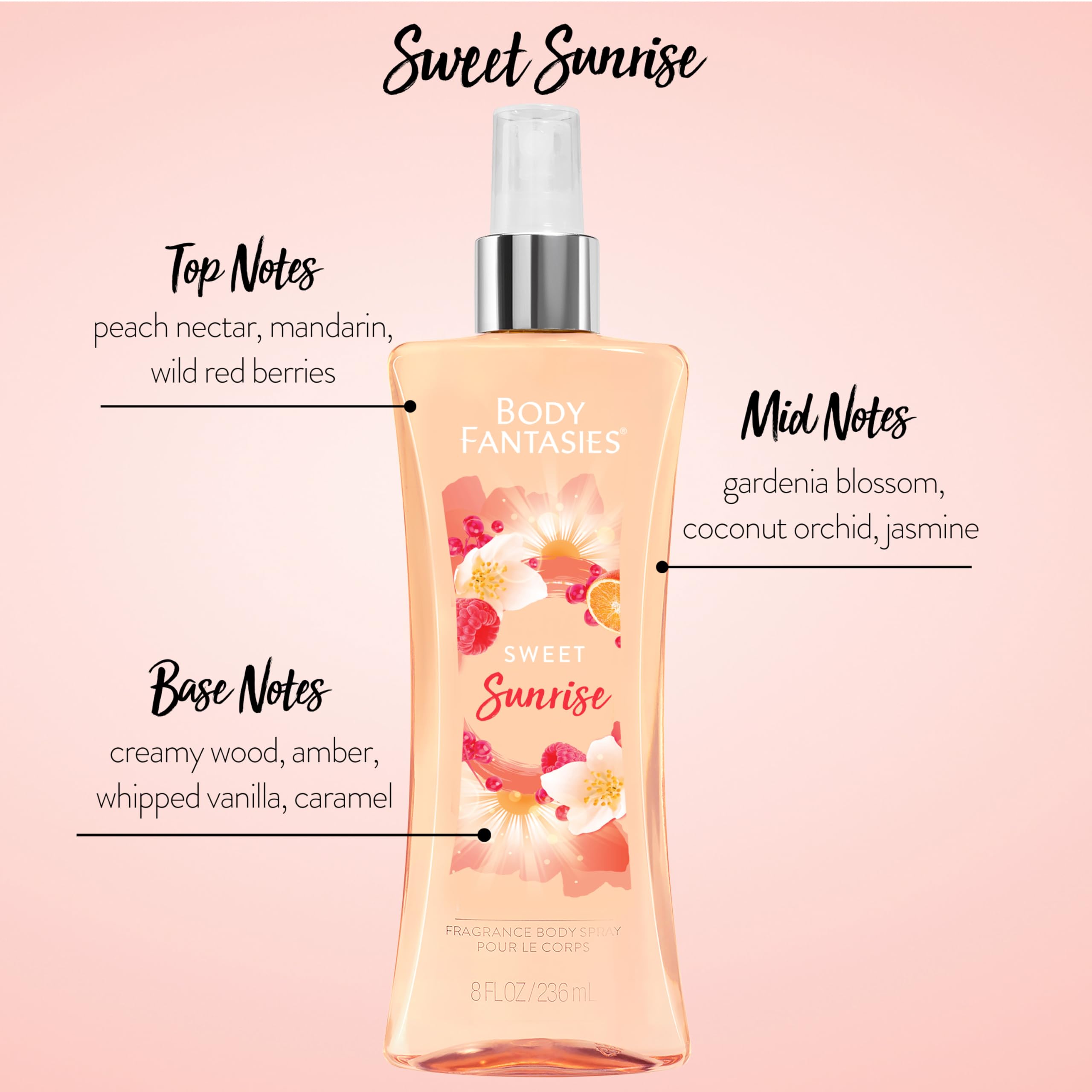 Foto 3 pulgar | Spray Corporal Body Fantasies Sweet Sunrise Fantasy 236ml - Venta Internacional.