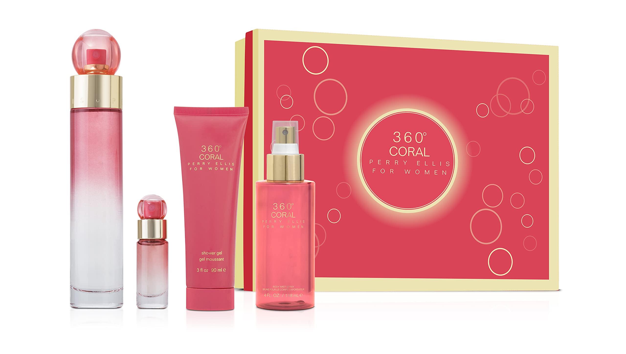 Set De Perfume Perry Ellis 360 Coral Edp De 100 Ml Y Bruma Corporal De 120 Ml - Venta Internacional.