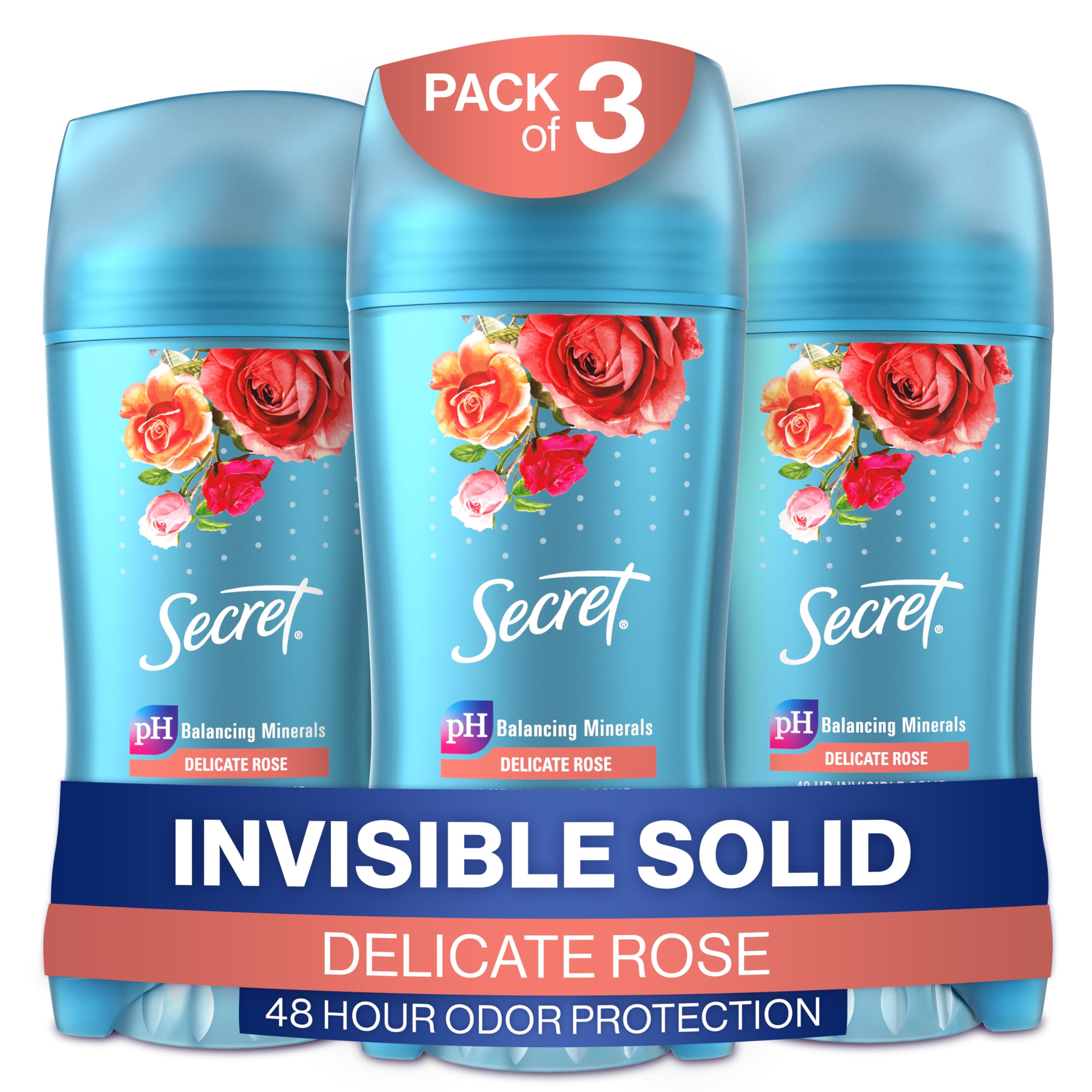 Desodorante Antitranspirante Secret Invisible Solid Rose 75 Ml X 3 - Venta Internacional.