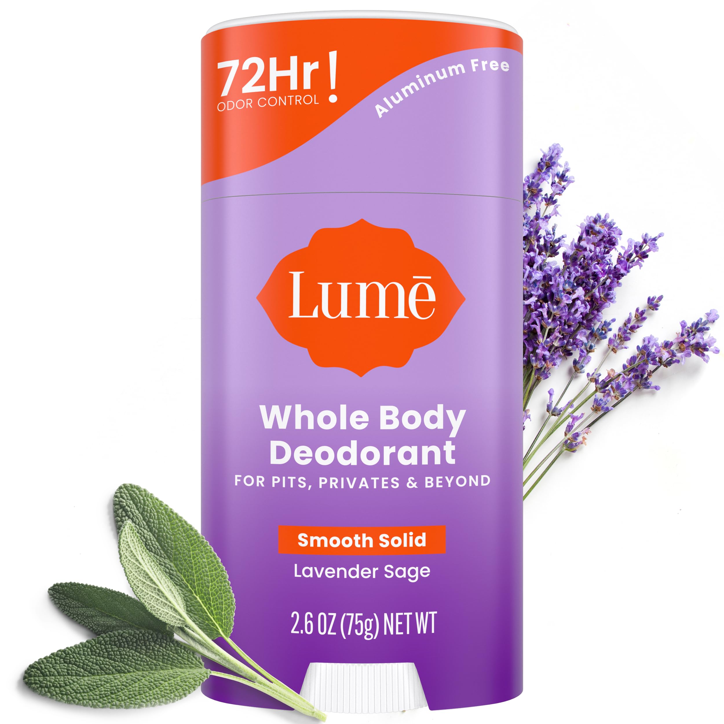 Desodorante Lume Whole Body Smooth Solid Stick, 72 G, Lavanda Y Salvia - Venta Internacional.