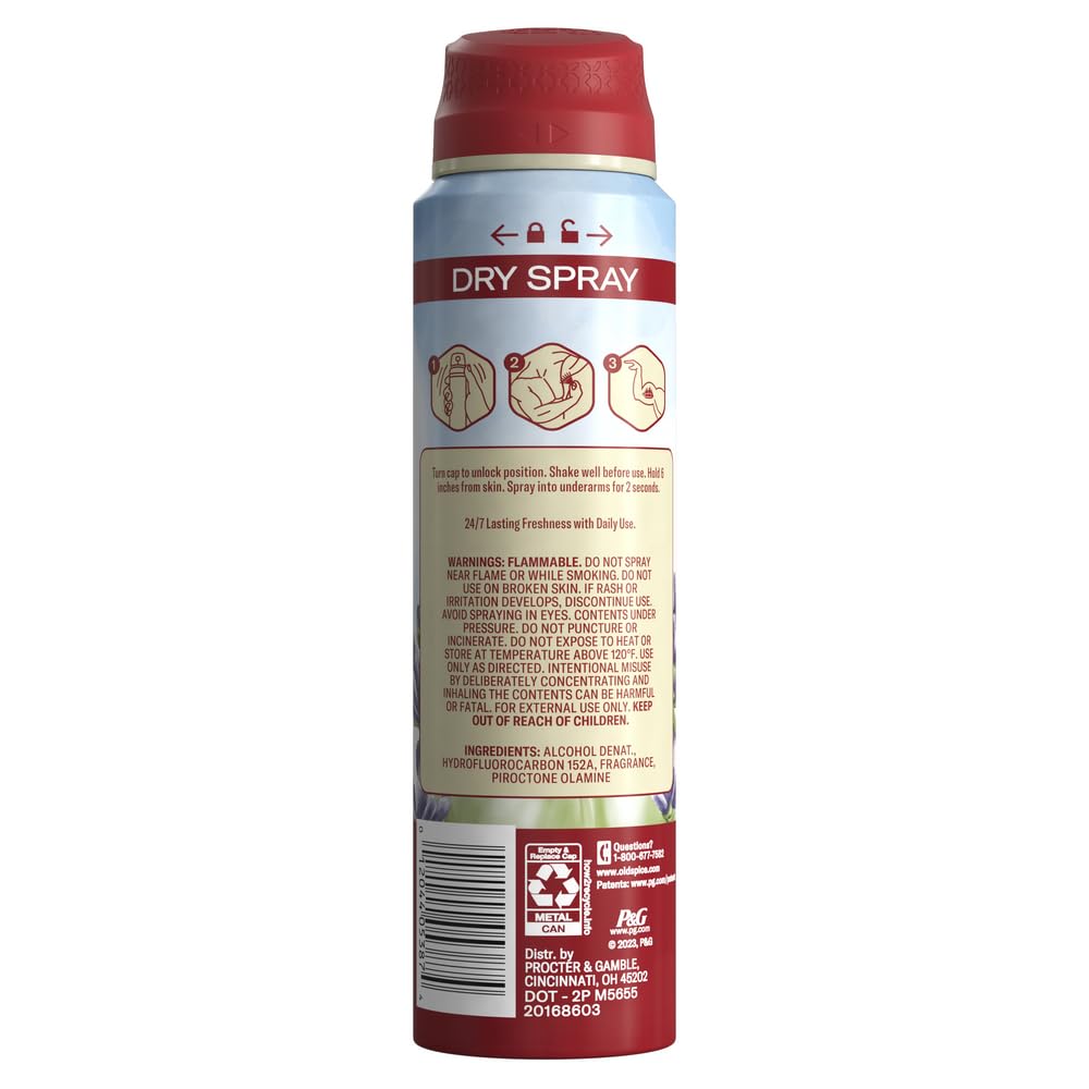 Foto 3 pulgar | Desodorante Old Spice Dry Spray Sin Aluminio 130 ml - Venta Internacional