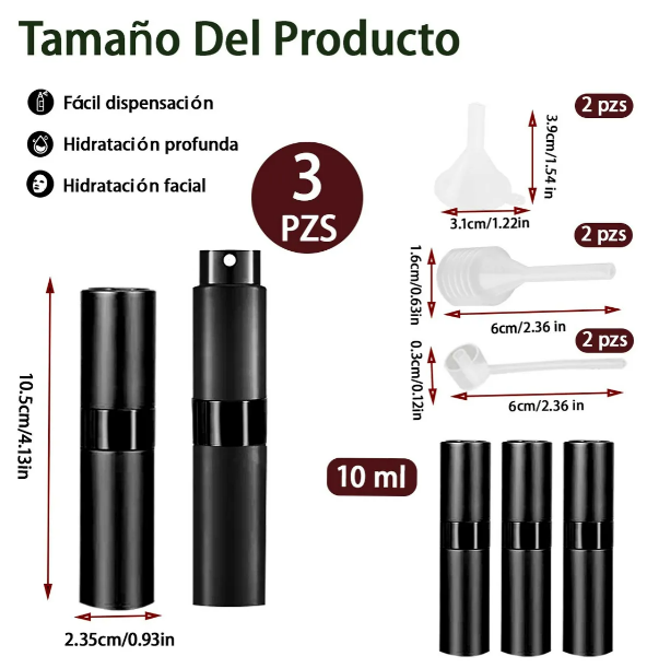 Foto 3 pulgar | Conjunto de 3 Mini Perfumeros Recargables 10ml Xtellar - Negro