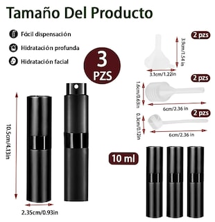 Foto 2 | Conjunto de 3 Mini Perfumeros Recargables 10ml Xtellar - Negro