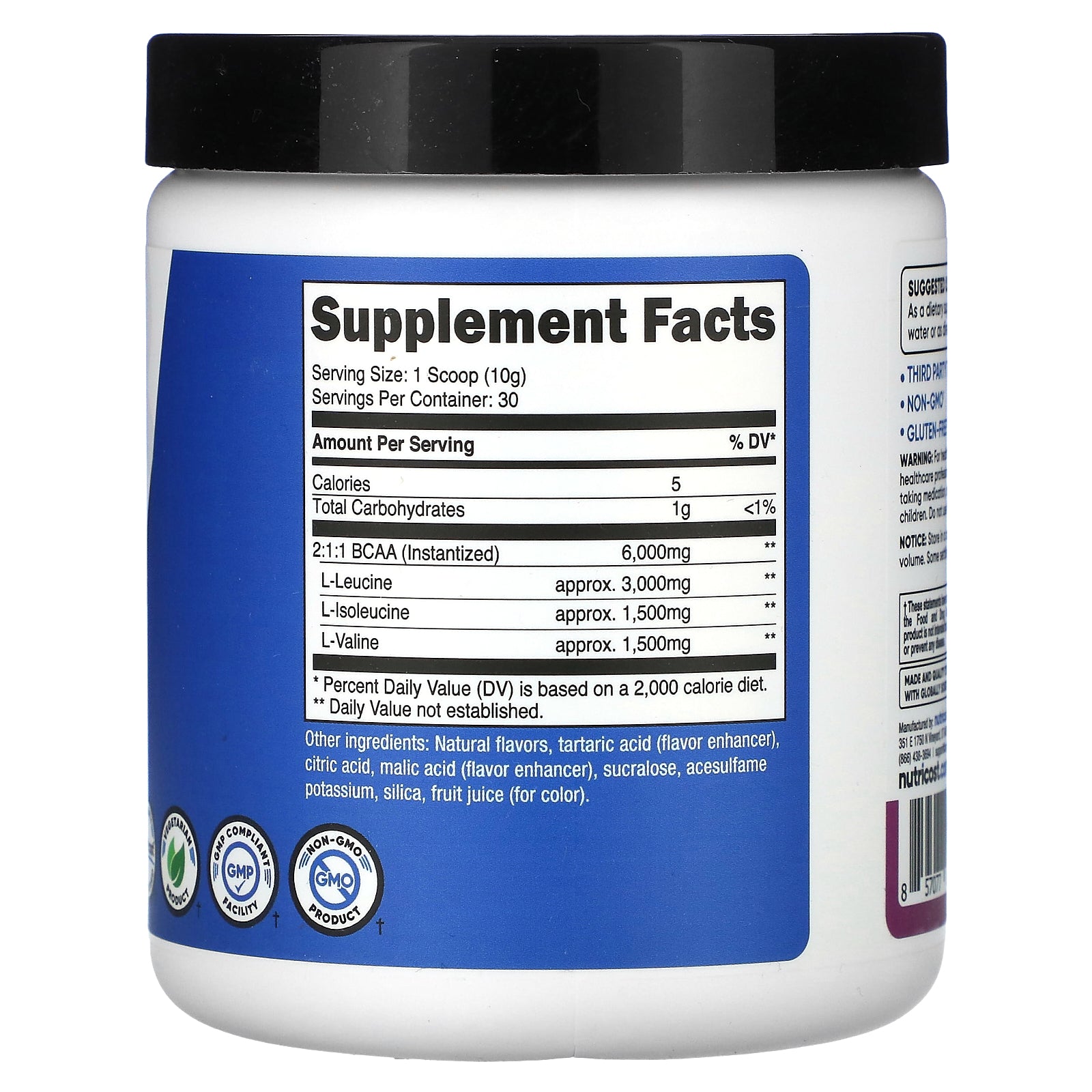 Foto 3 pulgar | Suplemento Nutricost Performance Bcaa Sabor Uva 300g - Venta Internacional.