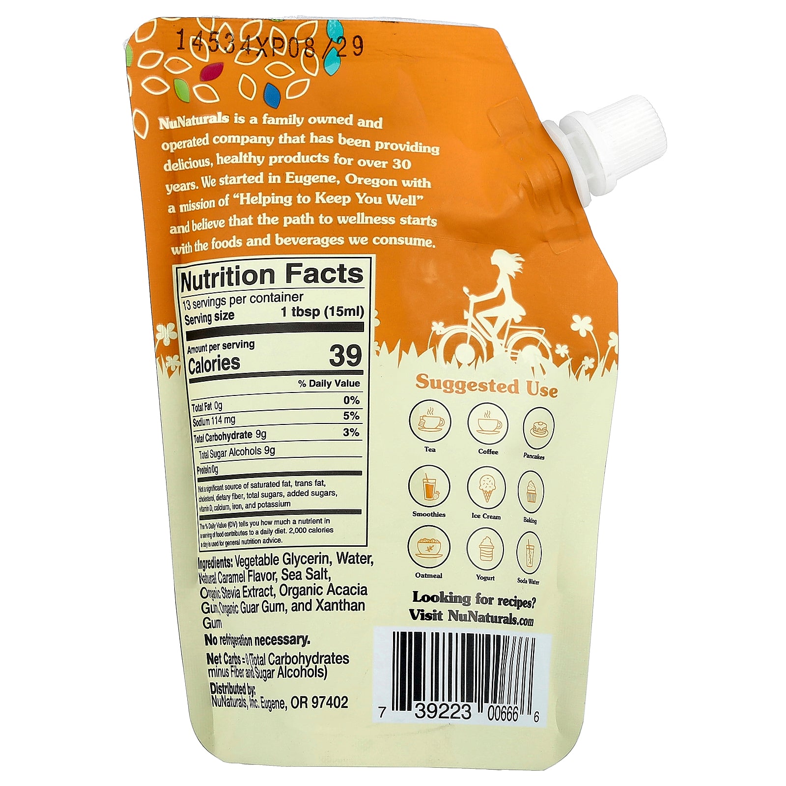 Foto 3 pulgar | Sirope Aromatizado Nunaturals De Caramelo Salado 200 Ml - Venta Internacional.