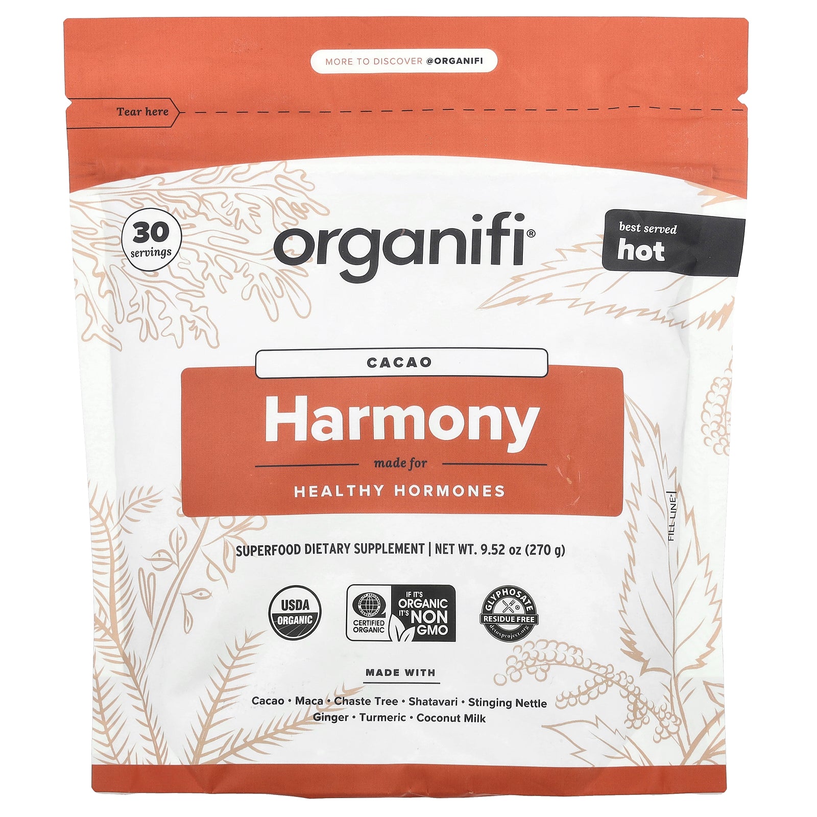 Foto 2 pulgar | Suplemento Organifi Harmony Cacao 270g - Venta Internacional.