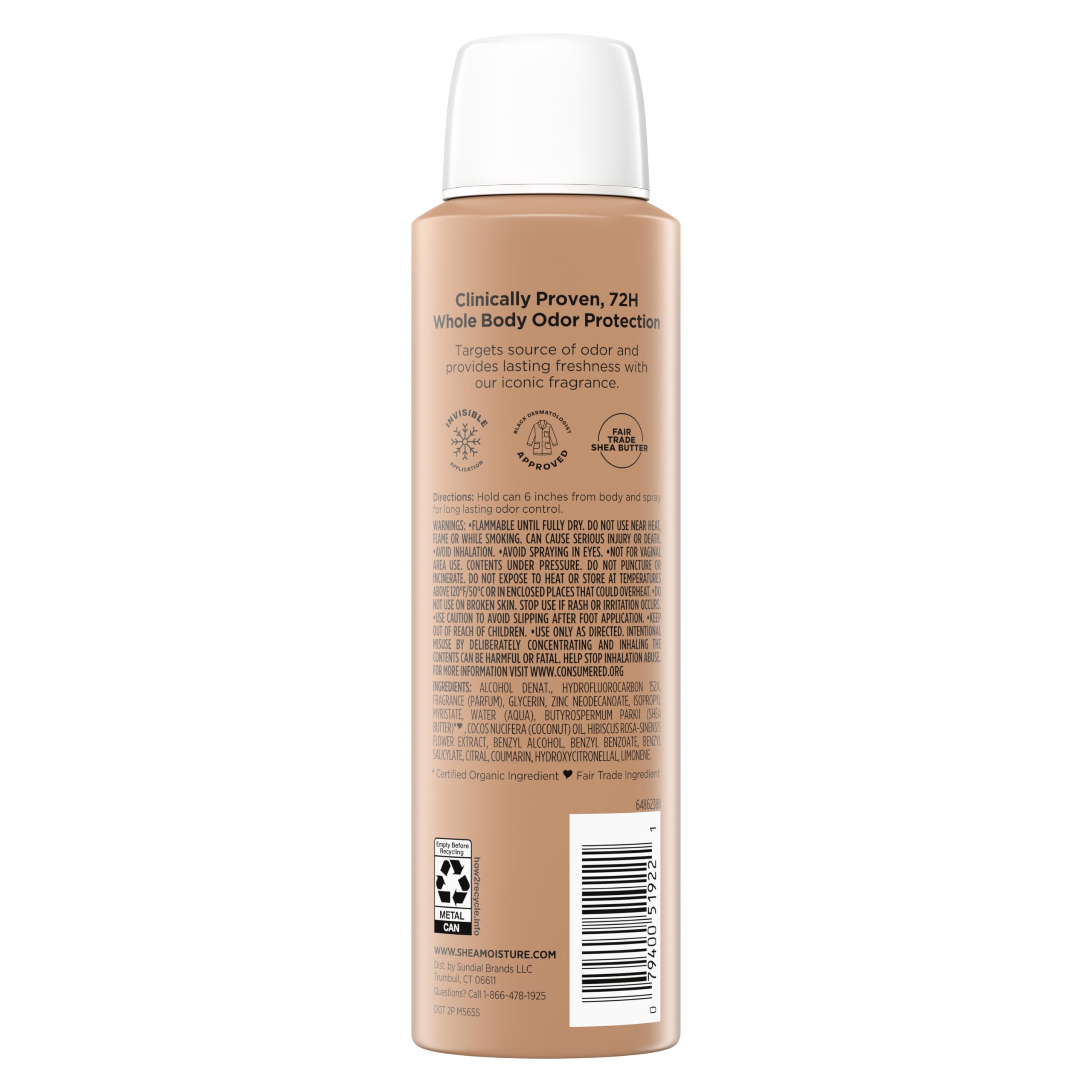 Foto 3 pulgar | Desodorante En Aerosol Sheamoisture Whole Body Fresh 72 H 120 Ml - Venta Internacional.