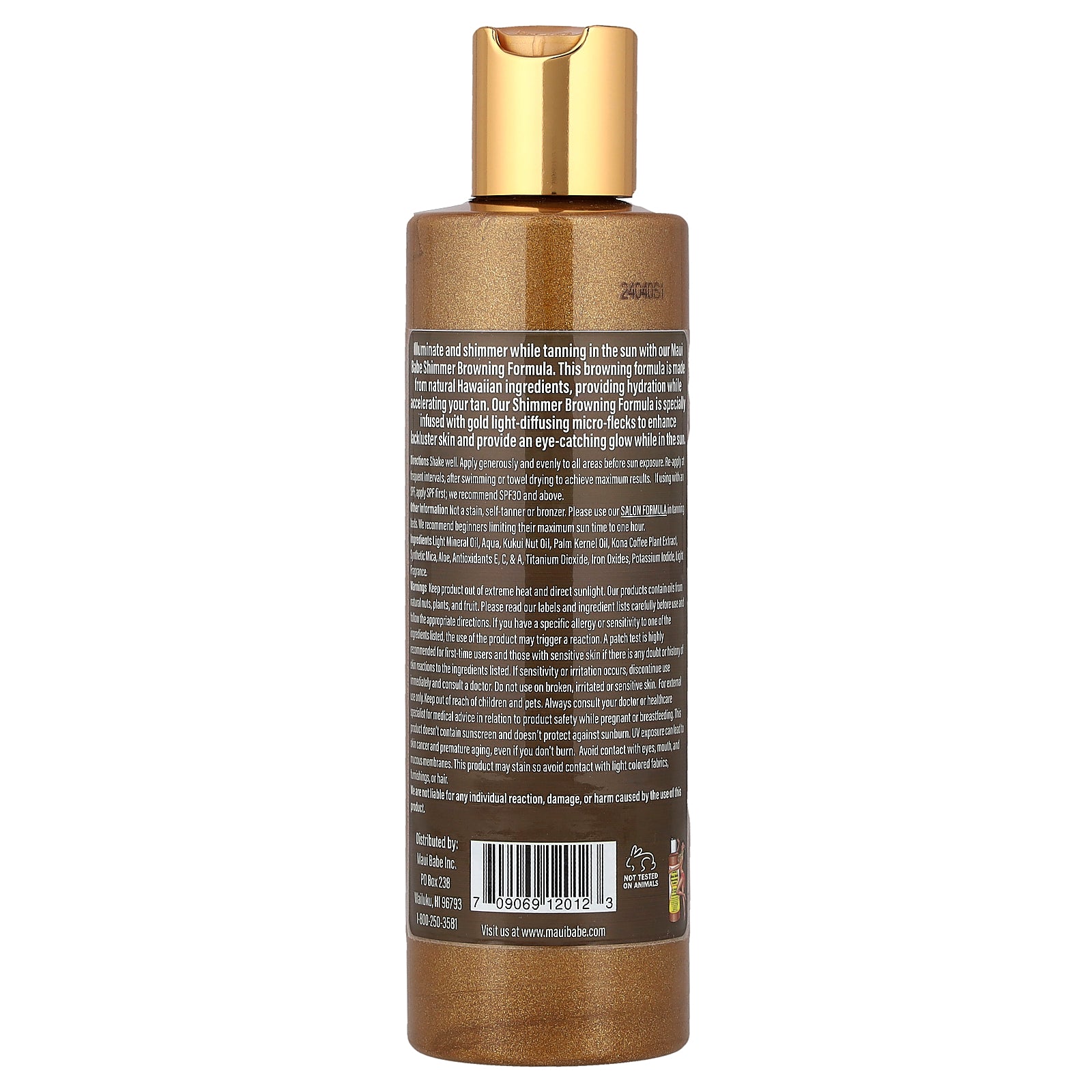 Foto 3 pulgar | Protector Solar Maui Babe Shimmer Browning Formula 236 Ml - Venta Internacional.