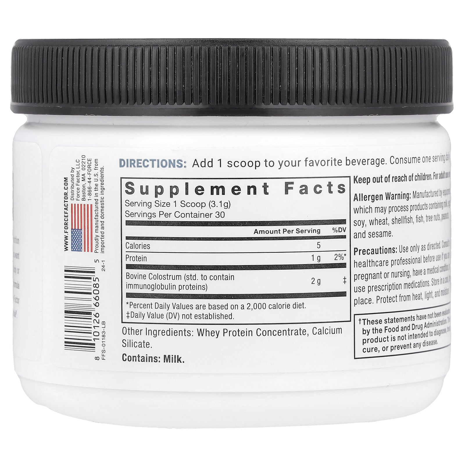Foto 3 pulgar | Suplemento Force Factor Primal Origins Colostrum 93 G Sin Sabor - Venta Internacional.