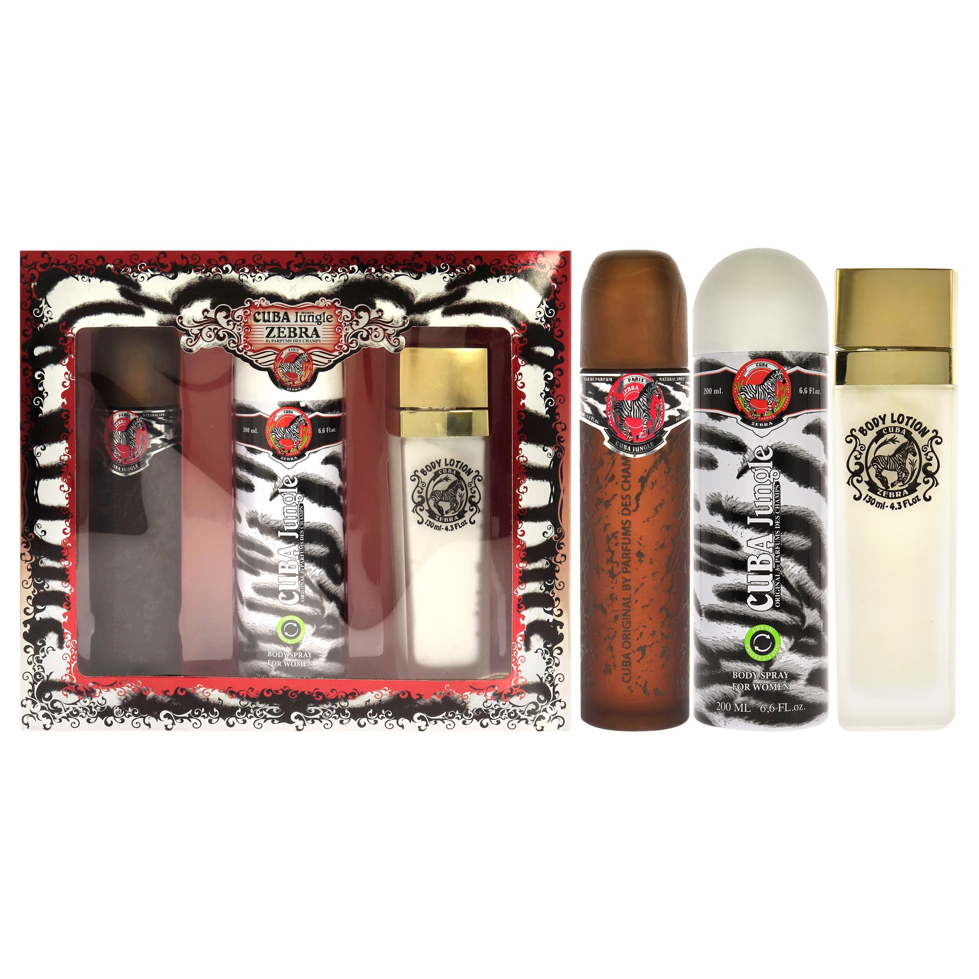 Foto 2 pulgar | Set De Regalo Perfume Cuba Jungle Zebra De 3 Piezas Para Mujer - Venta Internacional.
